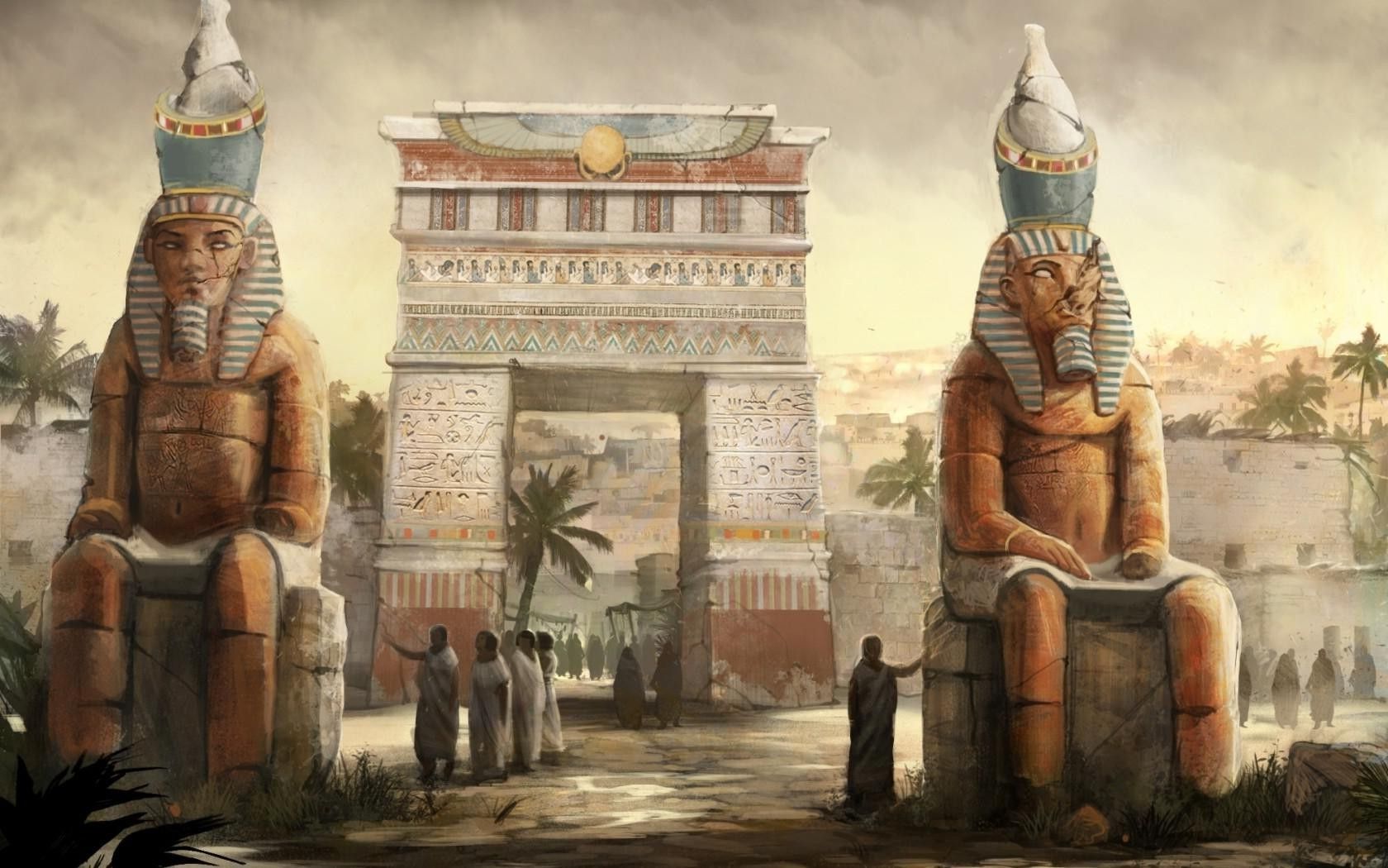 Egypt Statue Architecture Artwork Fantasy Art Wallpaper Egypt Wallpaper HD Wallpaper & Background Download