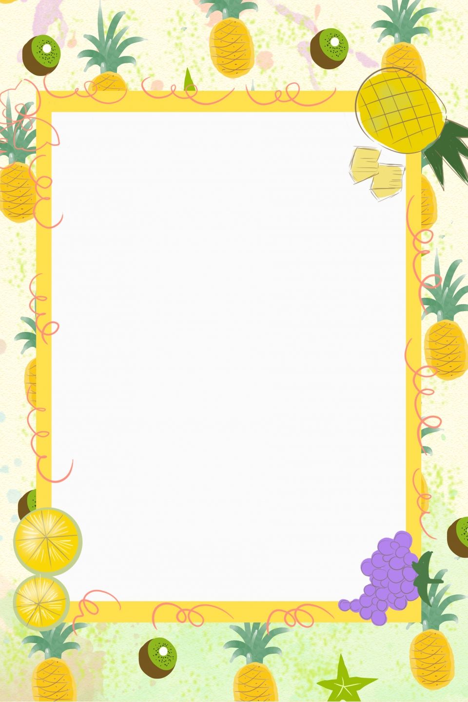 Cartoon Pineapple Border Background, Cartoon Pineapple, Cartoon Pineapple, Cute Pineapple Background Image for Free Download