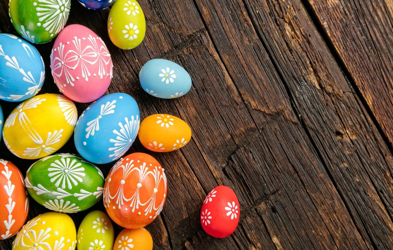 Wallpaper eggs, colorful, Easter, wood, Easter, eggs, decoration, Happy image for desktop, section праздники