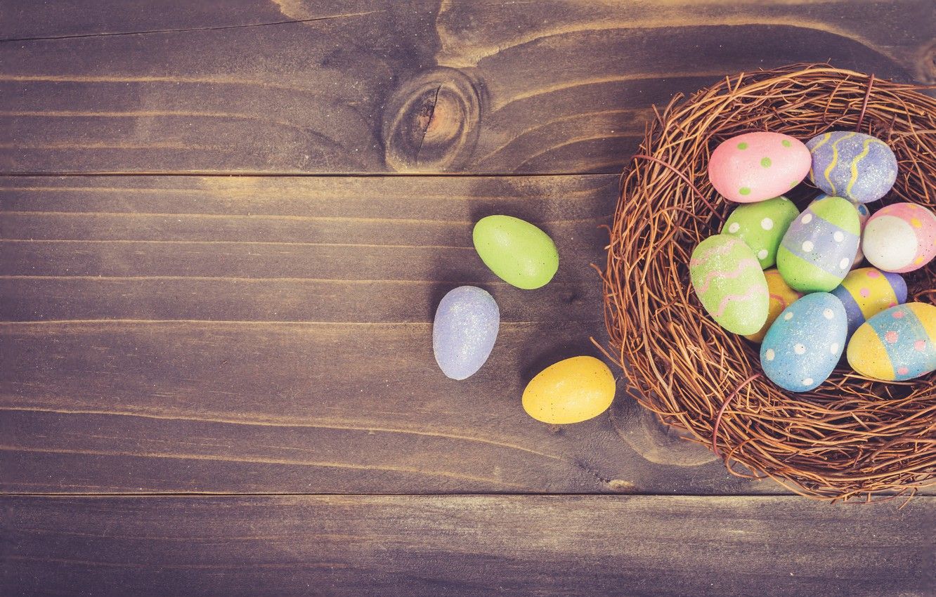 Wallpaper Easter, Eggs, socket, Holiday, wooden background image for desktop, section праздники