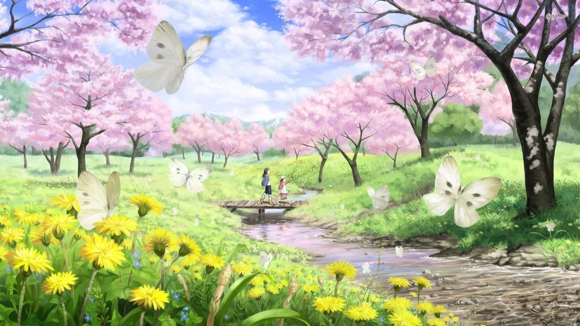 Sunny Spring Day Wallpaper HD. Nature desktop wallpaper, Spring wallpaper, Anime cherry blossom