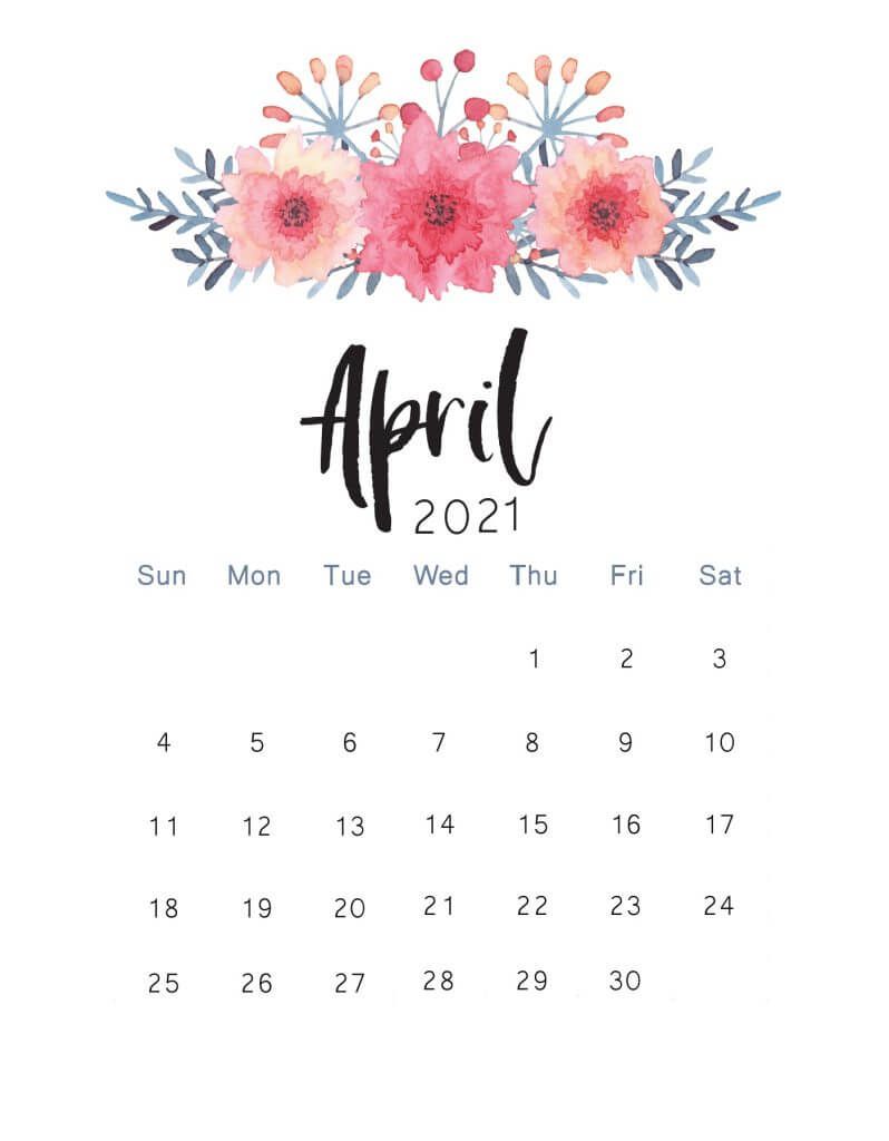 Floral April 2021 Wall Calendar. Calendar , 2020 calendar , Calendar