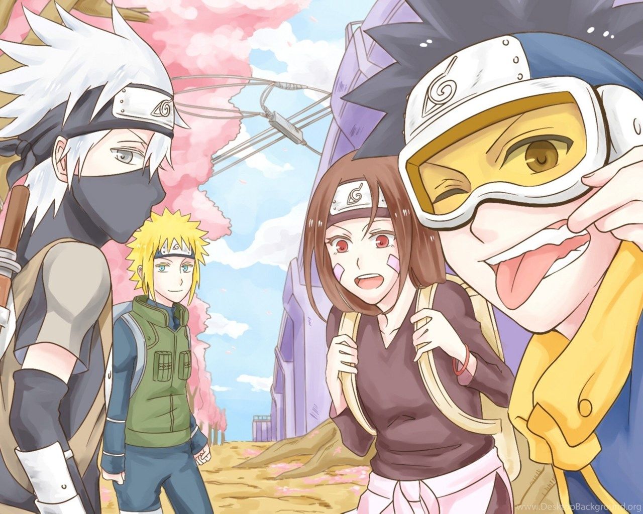 Download Wallpaper Art, Naruto, Hatake Kakashi, Namikaze Minato. Desktop Background