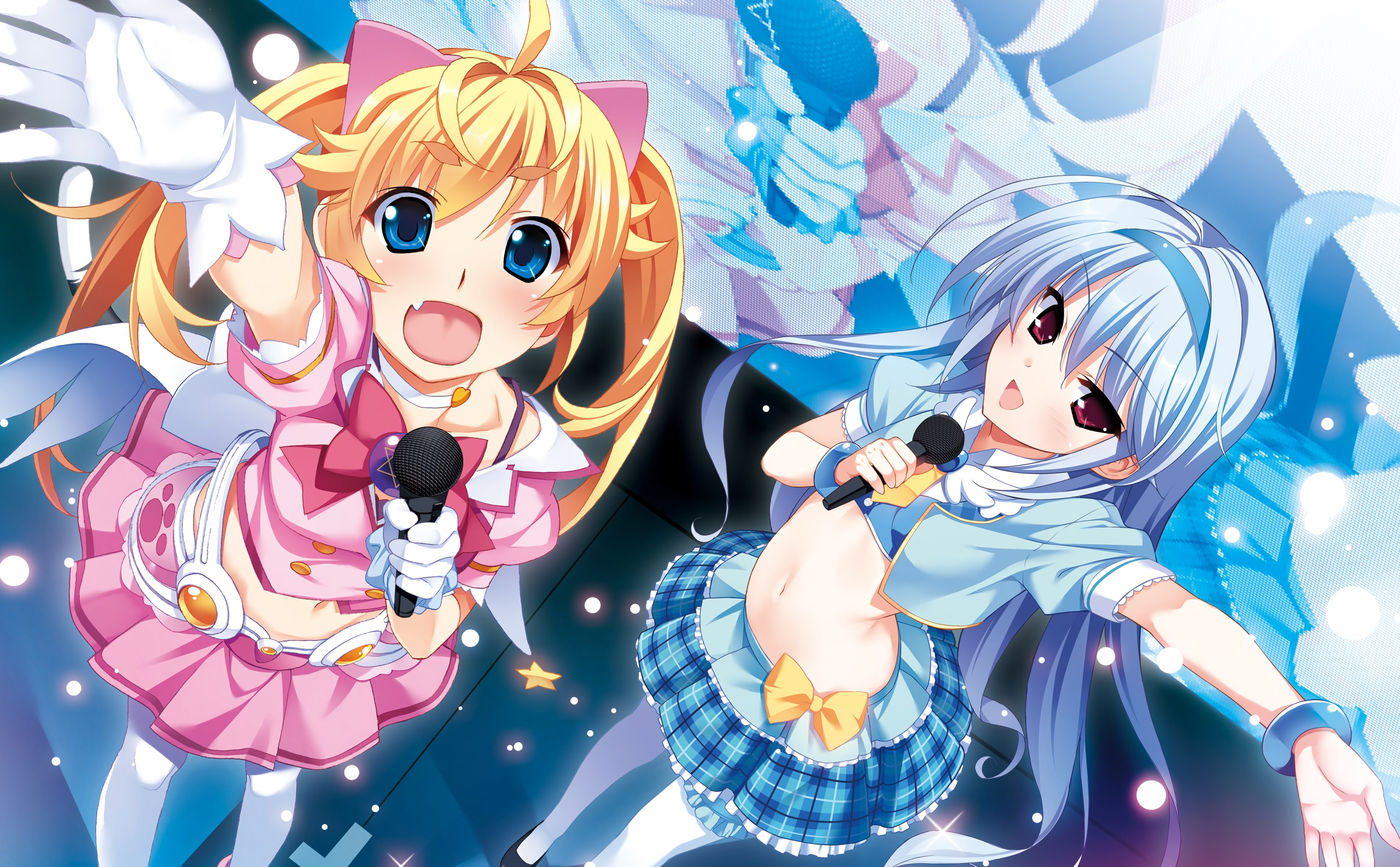 Michiru Matsushima Kazuki Kazami Grisaia No Kajitsu Girl Blonde Blue Eyes Pink Eyes Blue Hair Wallpaper:2560x1586