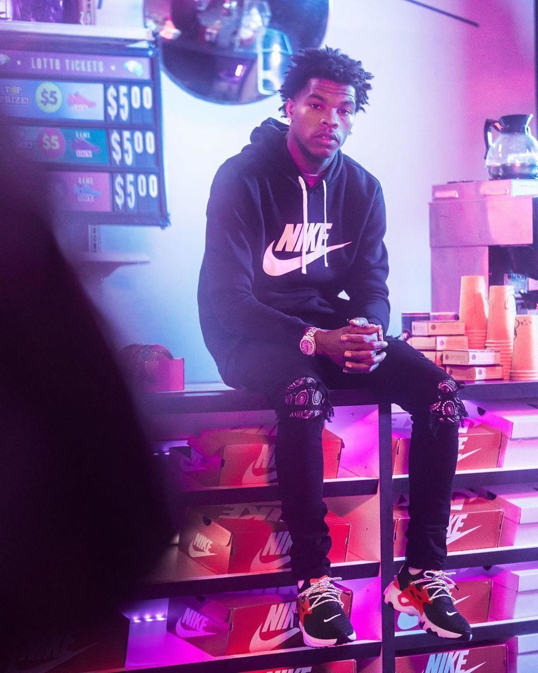AirMaxMondays with #ShoesSoFresh. Rap album covers, Purple aesthetic, Lil baby