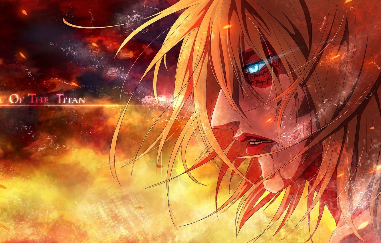 Wallpaper fire, sparks, giant, burning eyes, The Invasion Of The Titans, Annie Leonhardt, obsessed, Shingeki no Kyojin / Attack On Titan image for desktop, section прочее