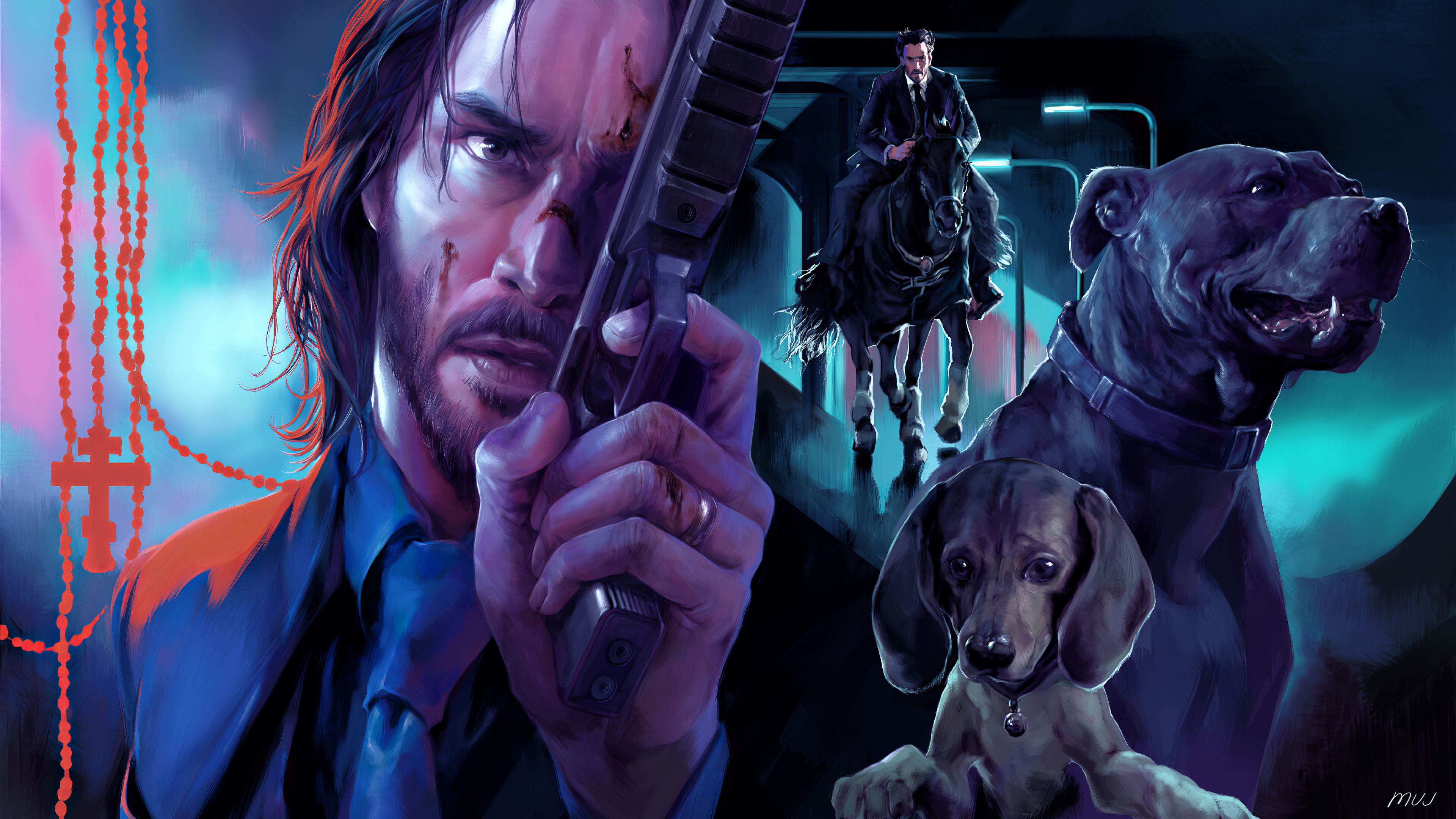 John Wick and dogs Wallpaper 4k Ultra HD