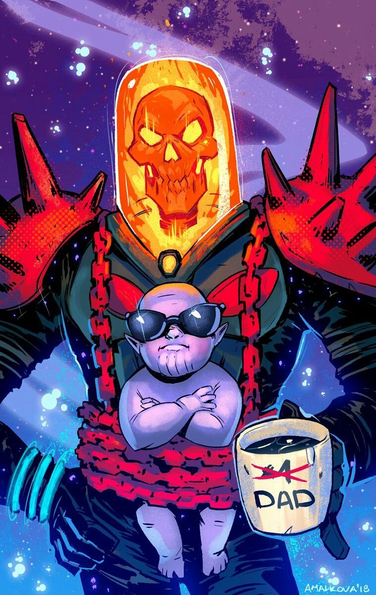 Cosmic Ghost Rider & Baby Thanos by Anna Malkova. Ghost rider marvel, Punisher marvel, Marvel comics art