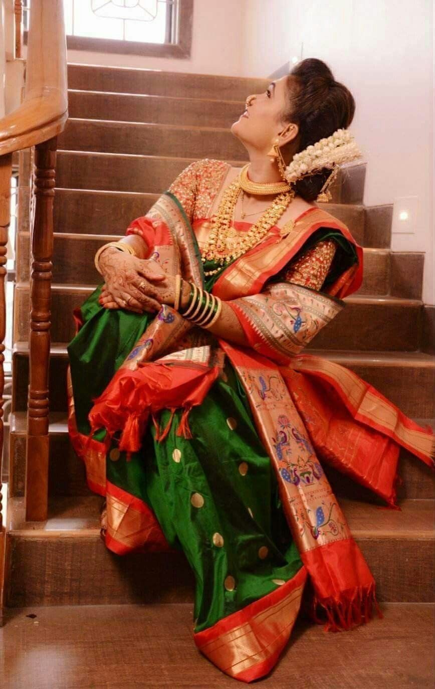 Pin by samita devhare on brides | Saree blouse designs latest, Nauvari  saree, Saree poses