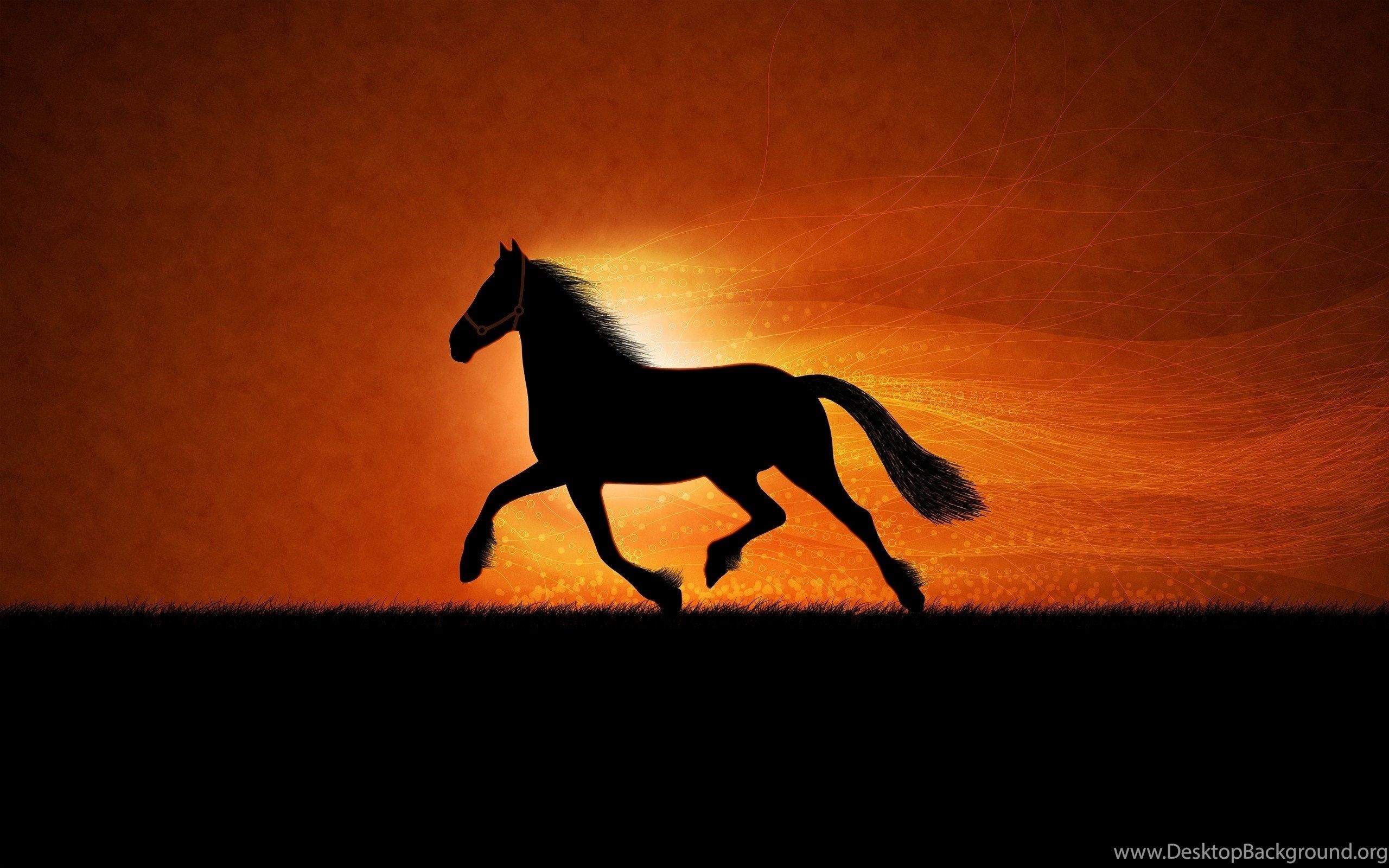 Horse Sunrise Art Wallpaper Desktop Background