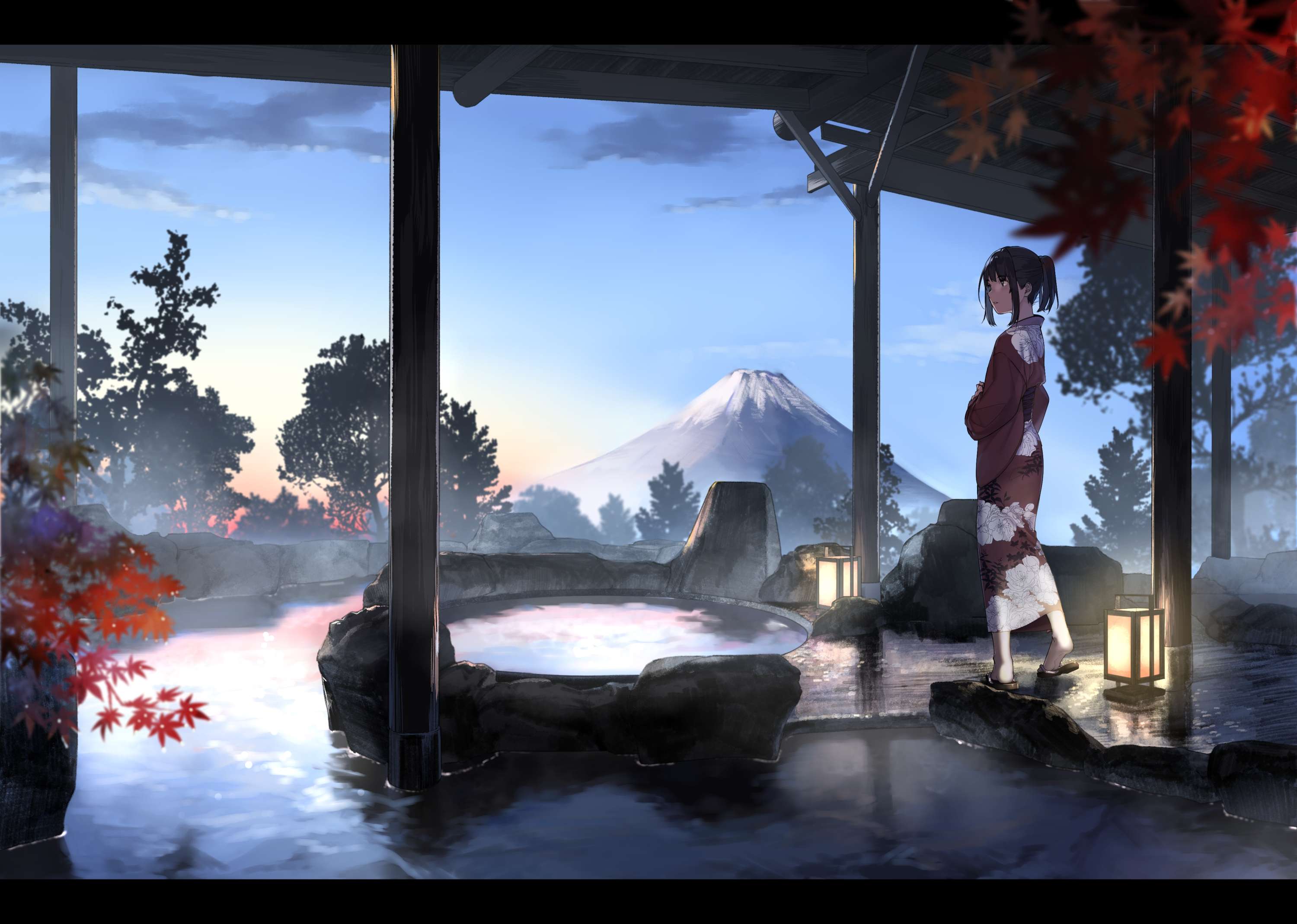 Anime Hot Springs Background