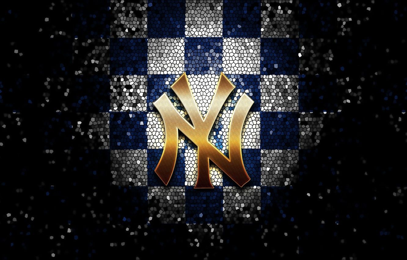 Wallpaper wallpaper, sport, logo, baseball, glitter, checkered, MLB, New York Yankees image for desktop, section спорт