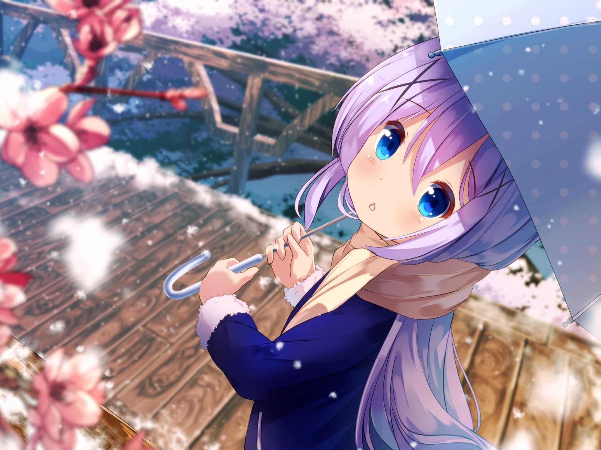 Chino Kafuu 4K Wallpaper, Anime girl, Cute, Spring, Graphics CGI