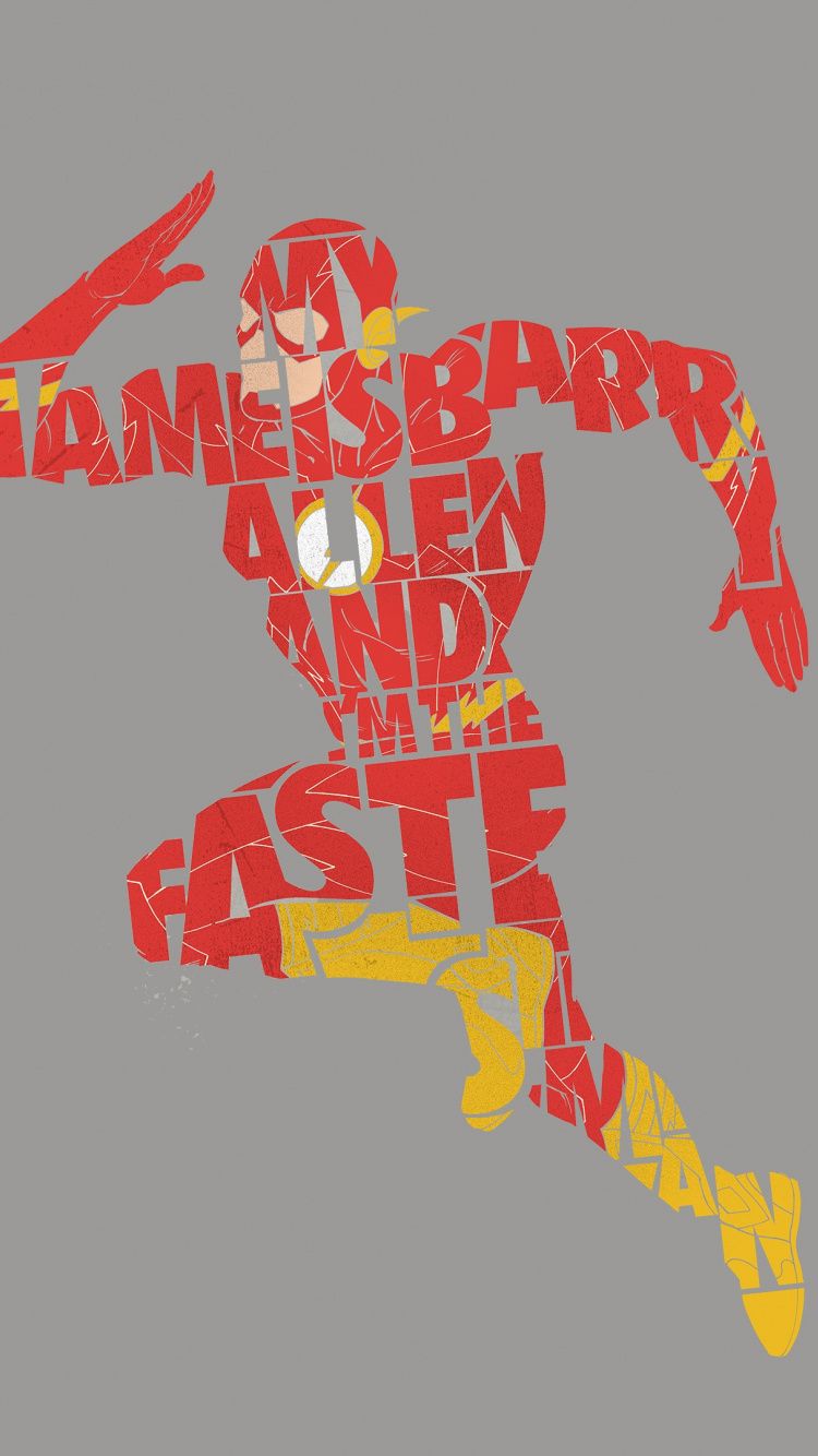 Download Flash, superhero, minimal, typography, artwork wallpaper, 750x1334, iphone 7, iPhone 8