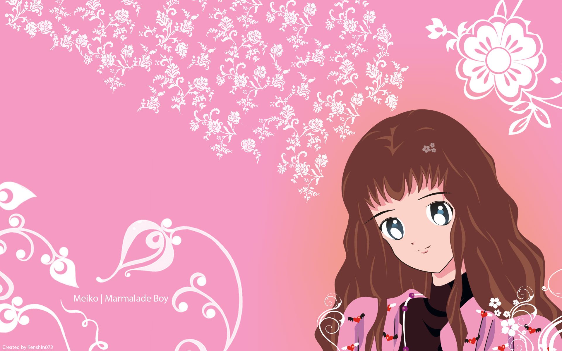 Marmalade Boy Wallpaper: Meiko pink & flowers