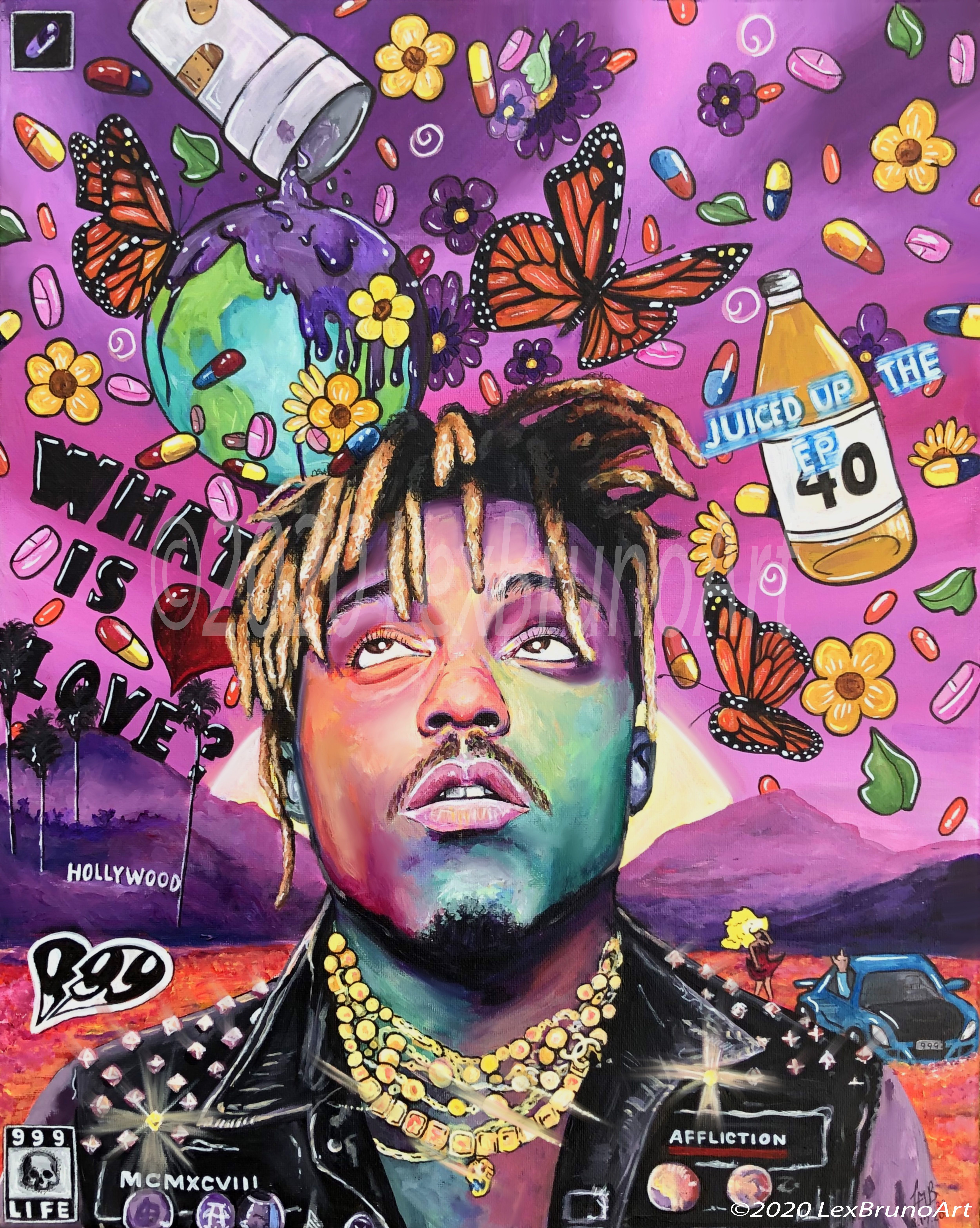 Juice Wrld Poster Art Print. Etsy. Lexi Bruno Art original artwork. Cartoon art, Poster art, Hip hop artwork