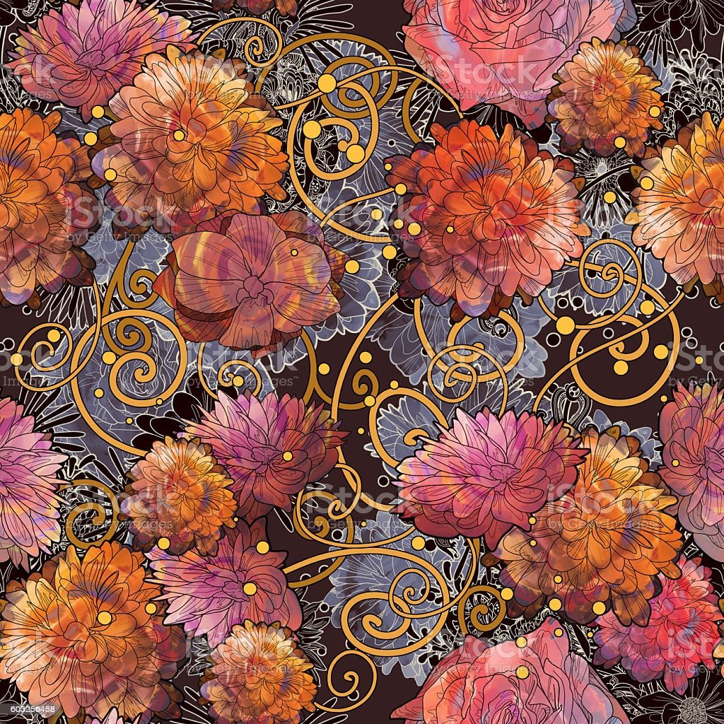Seamless Floral Patternbeautiful Wallpaper With Colorful Flowers Stock Illustration Image Now