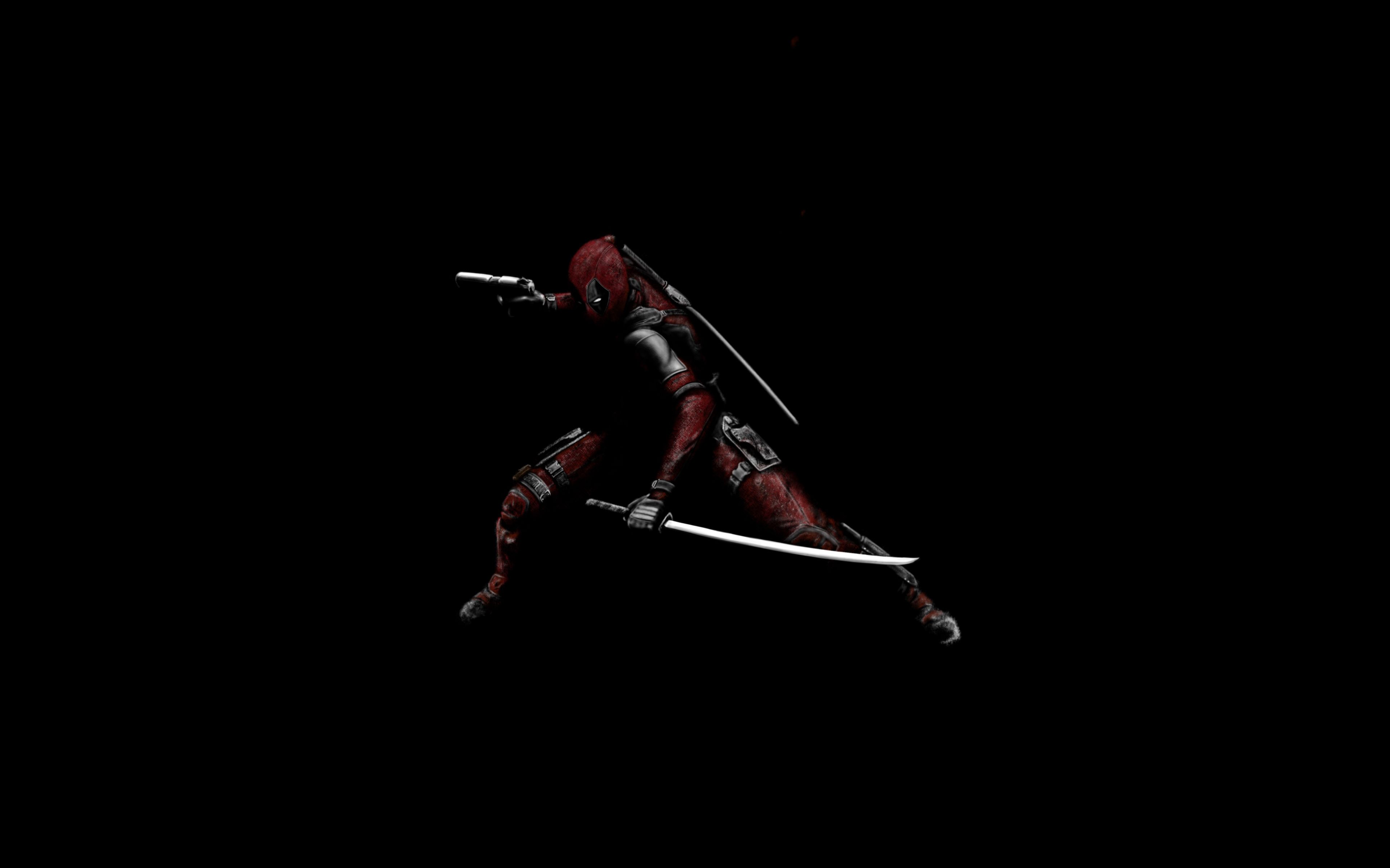 Download Deadpool with swords, minimal, superhero, dark, art wallpaper, 3840x 4K Ultra HD 16: Widescreen