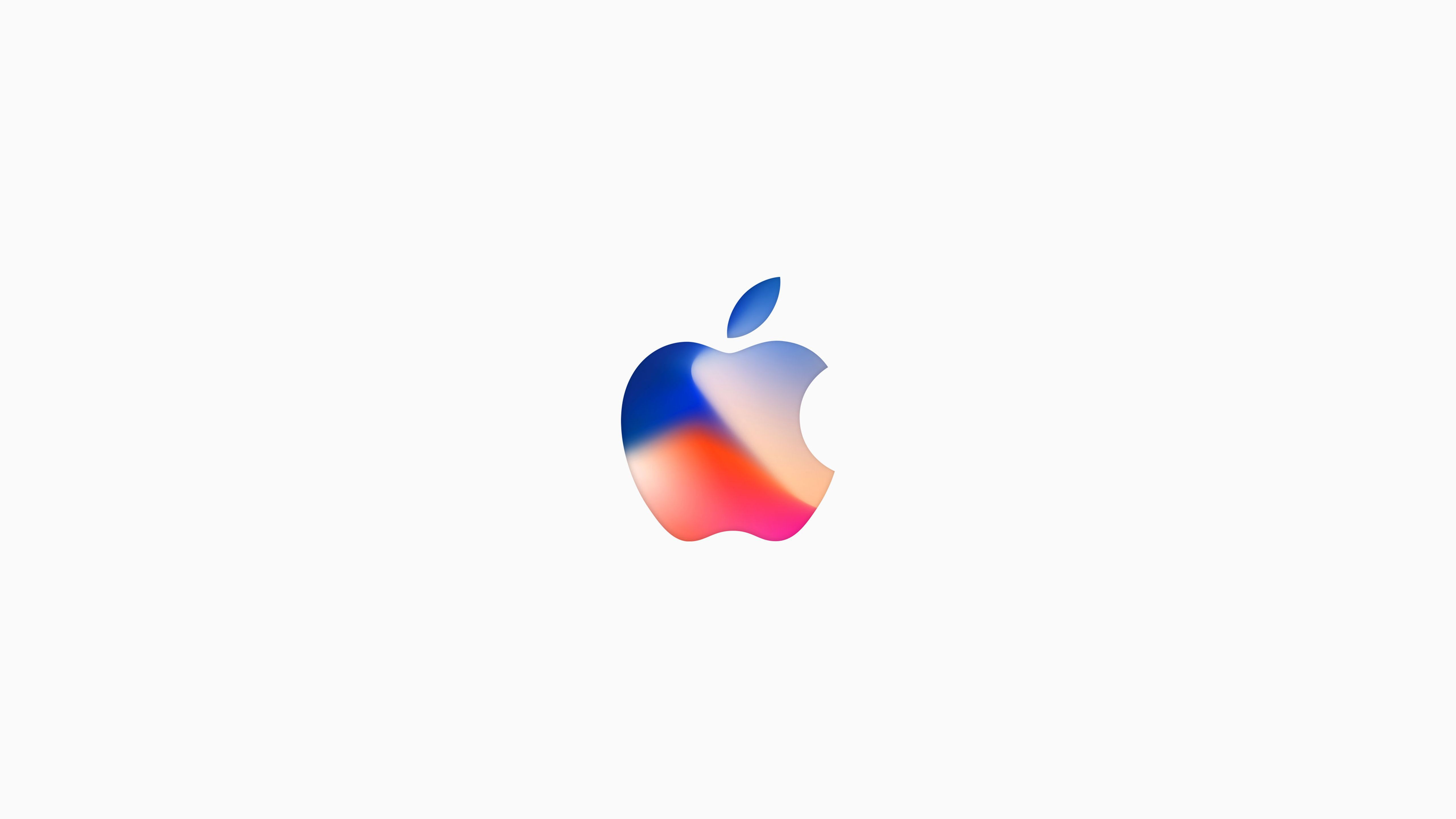 Blue Red Pink Apple Logo In White Background 4K 5K HD Apple Wallpaper