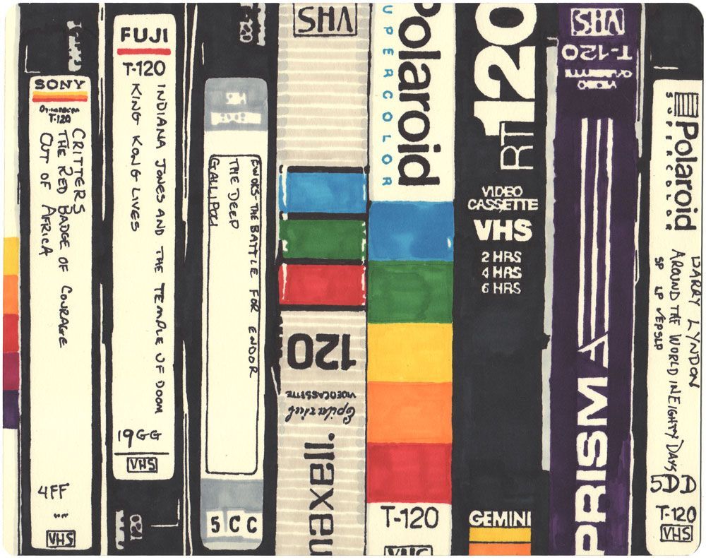 A Tribute To The '80s VHS Tapes & Games [12 Sharpie Drawings]. Sharpie drawings, Design graphique, Hollis