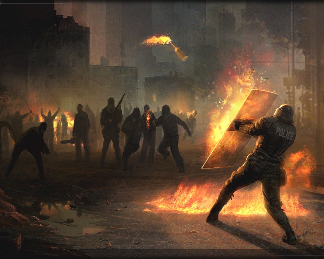 riot police shield molotov cocktail 1280x1024 wallpaper High Quality Wallpaper, High Definition Wallpaper