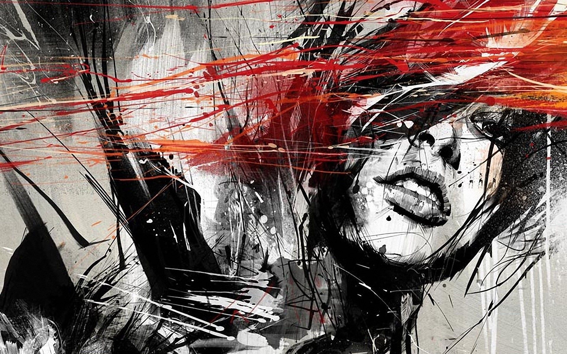 Wallpaper, face, drawing, illustration, women, abstract, artwork, selective coloring, graffiti, street art, ART, sketch, modern art 1920x1200