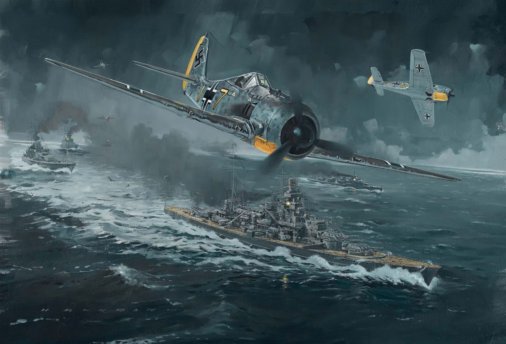 Plane, Ship, Attack, World War Ii