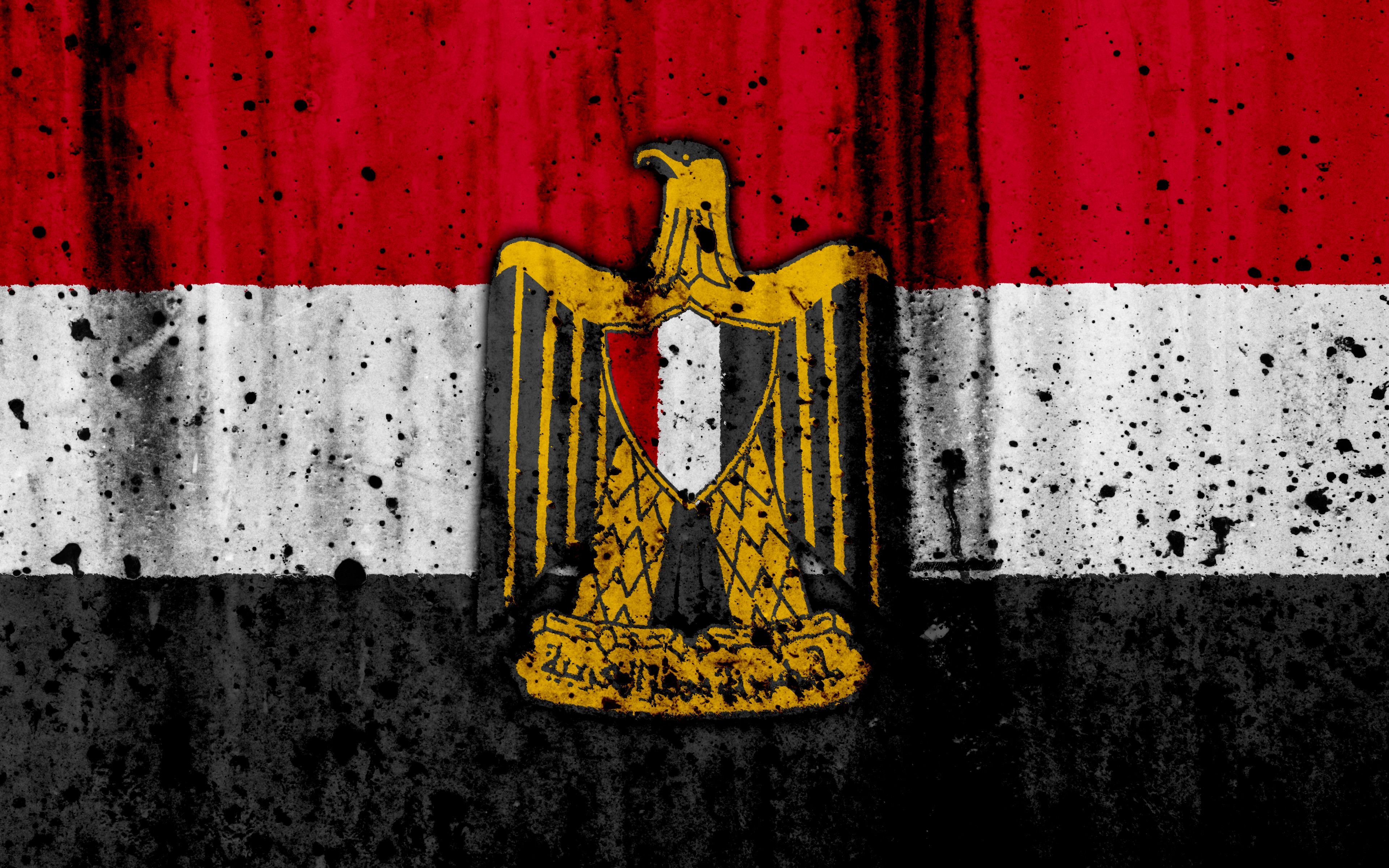 Download wallpaper Egyptian flag, 4k, grunge, Asia, flag of Egypt, national symbols, Egypt, Egyptian national emblem, national flag, coat of arms of Egypt for desktop with resolution 3840x2400. High Quality HD picture