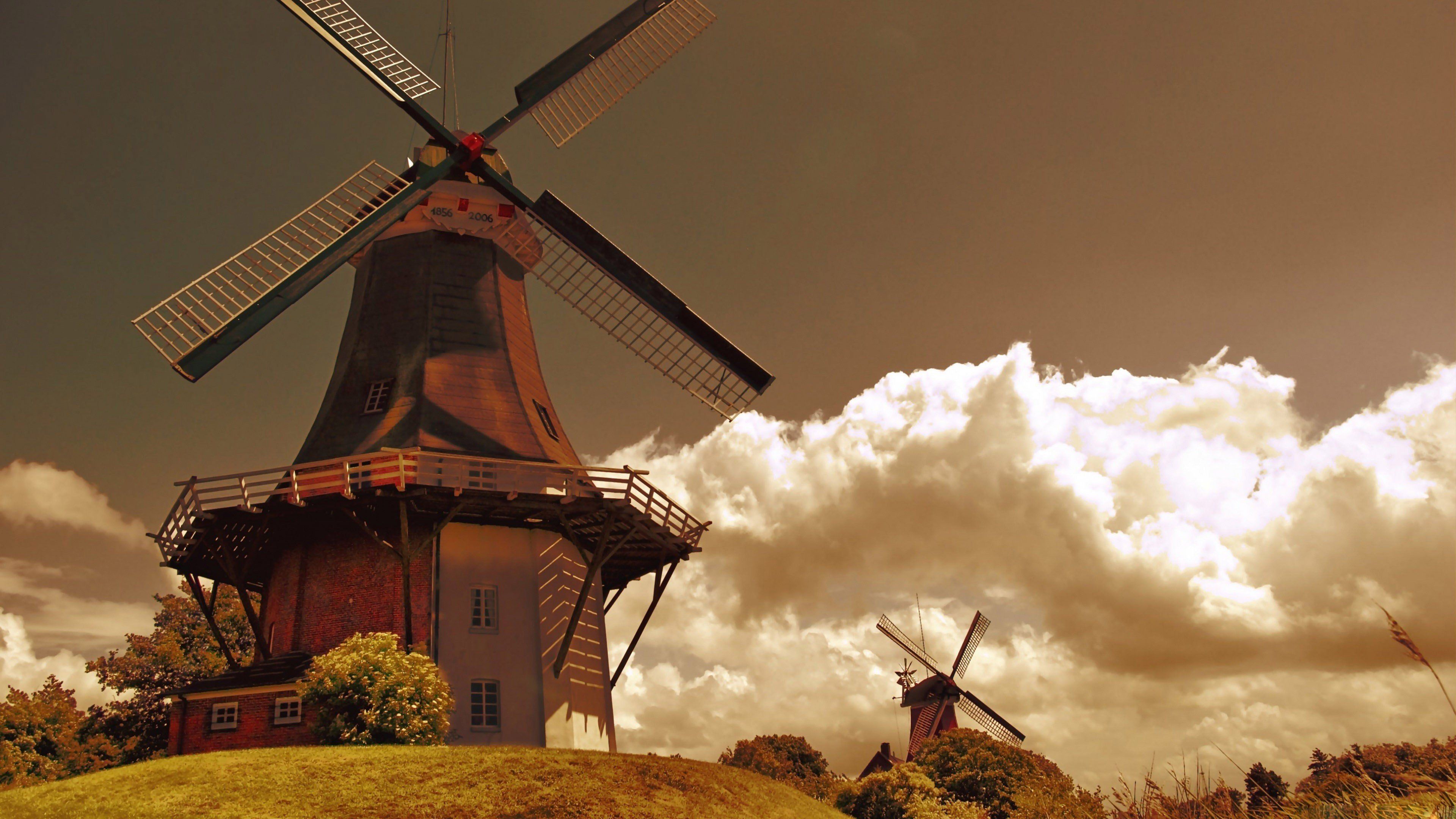 clouds mill Holland windmills The Netherlands wallpaper background. Windmill, Widescreen wallpaper, Wallpaper vintage