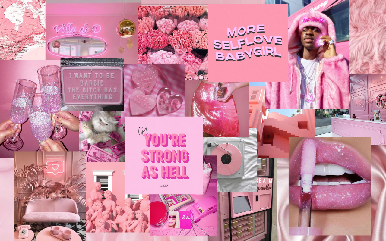 Pink Baddie Aesthetic Collage