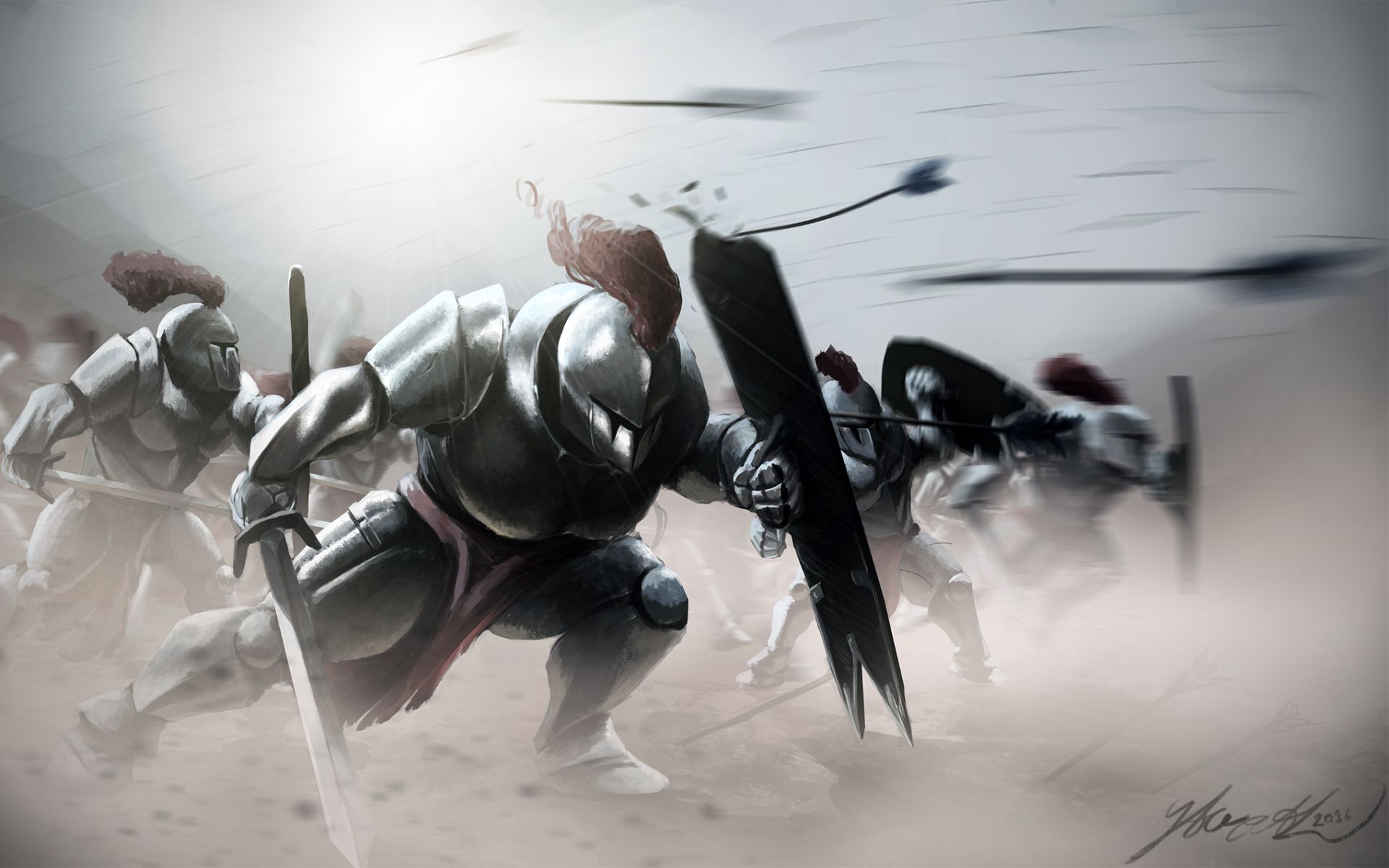 Armor, Fight, Helmet, Knight, Shield, Sword Wallpaper HD Wallpaper