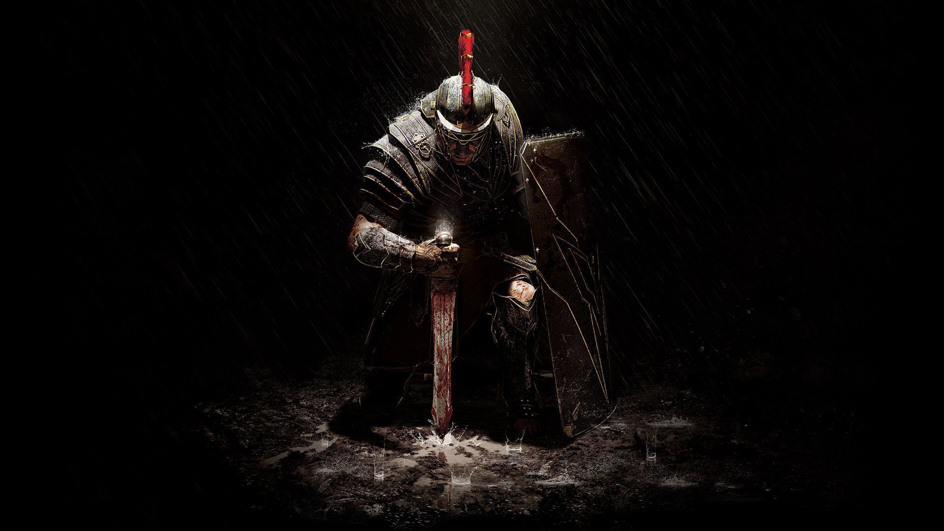 knight kneeling while holding sword digital wallpaper #rain #sword #armor #warrior #shield #Crytek Micr. Dark souls wallpaper, Ryse son of rome, Gaming wallpaper