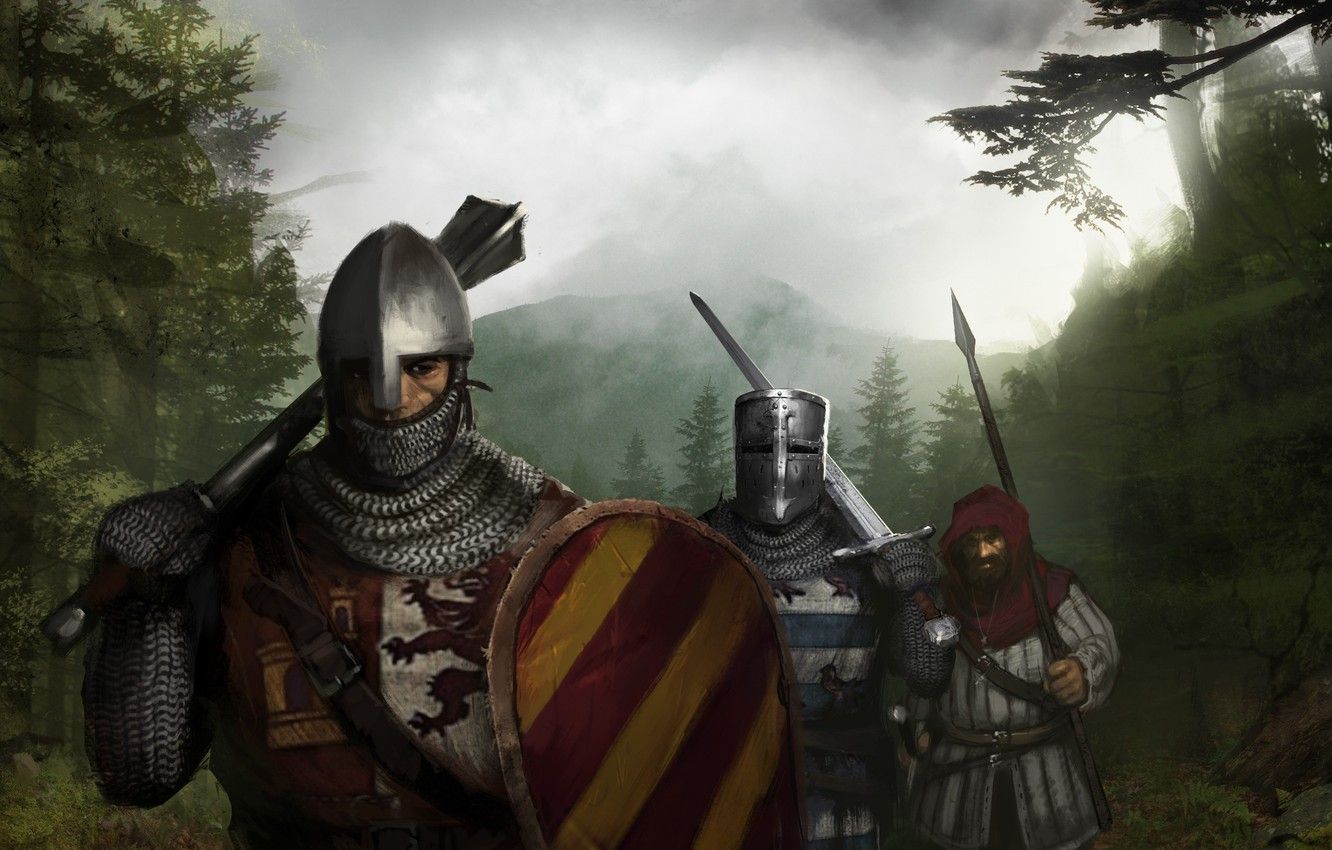 Photo Wallpaper Sword, Knights, Mail, Spear, Shield, Brothers Artwork