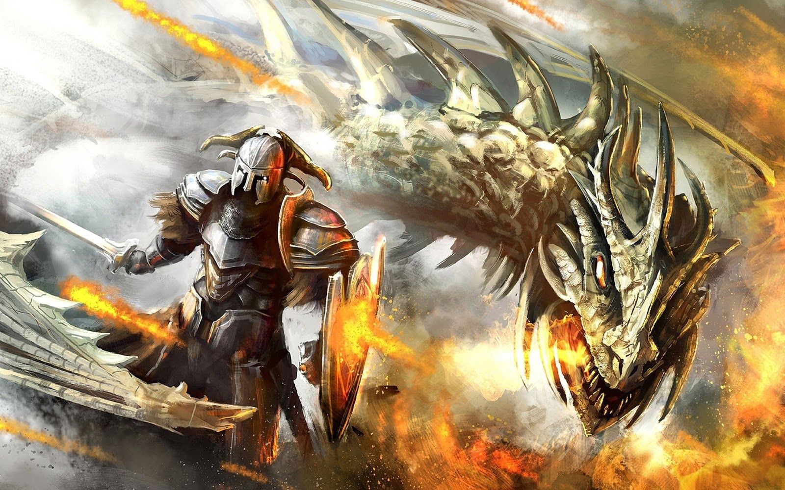 Fantasy Dragon Knight Fighting 2056 HD Wallpaper