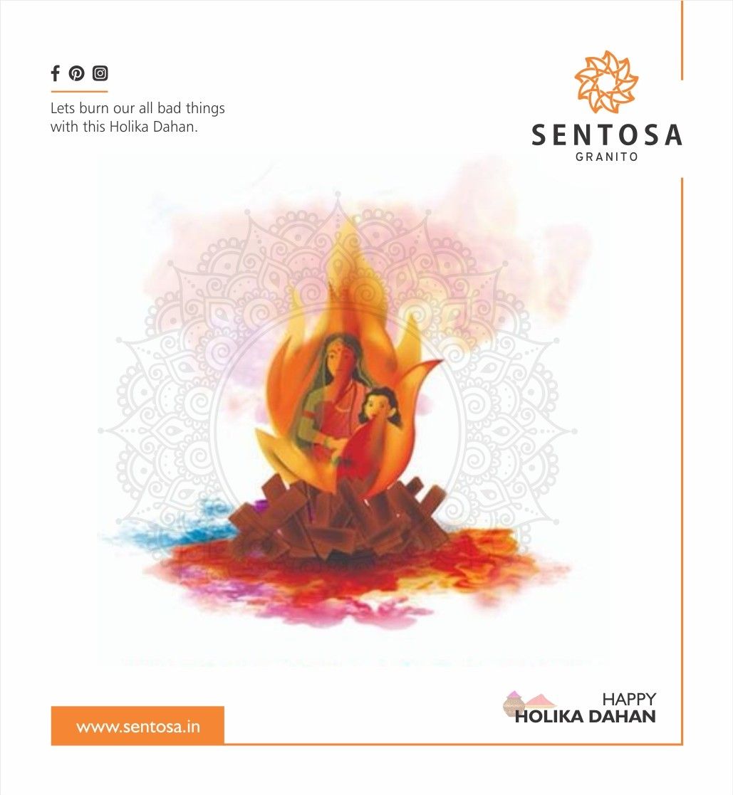 Let's burn our all bad things with this holika dahan #Happy #HolikaDahan #Sentosa #Granito #Brand #Doublech. Happy holi image, Navratri wishes, Happy navratri