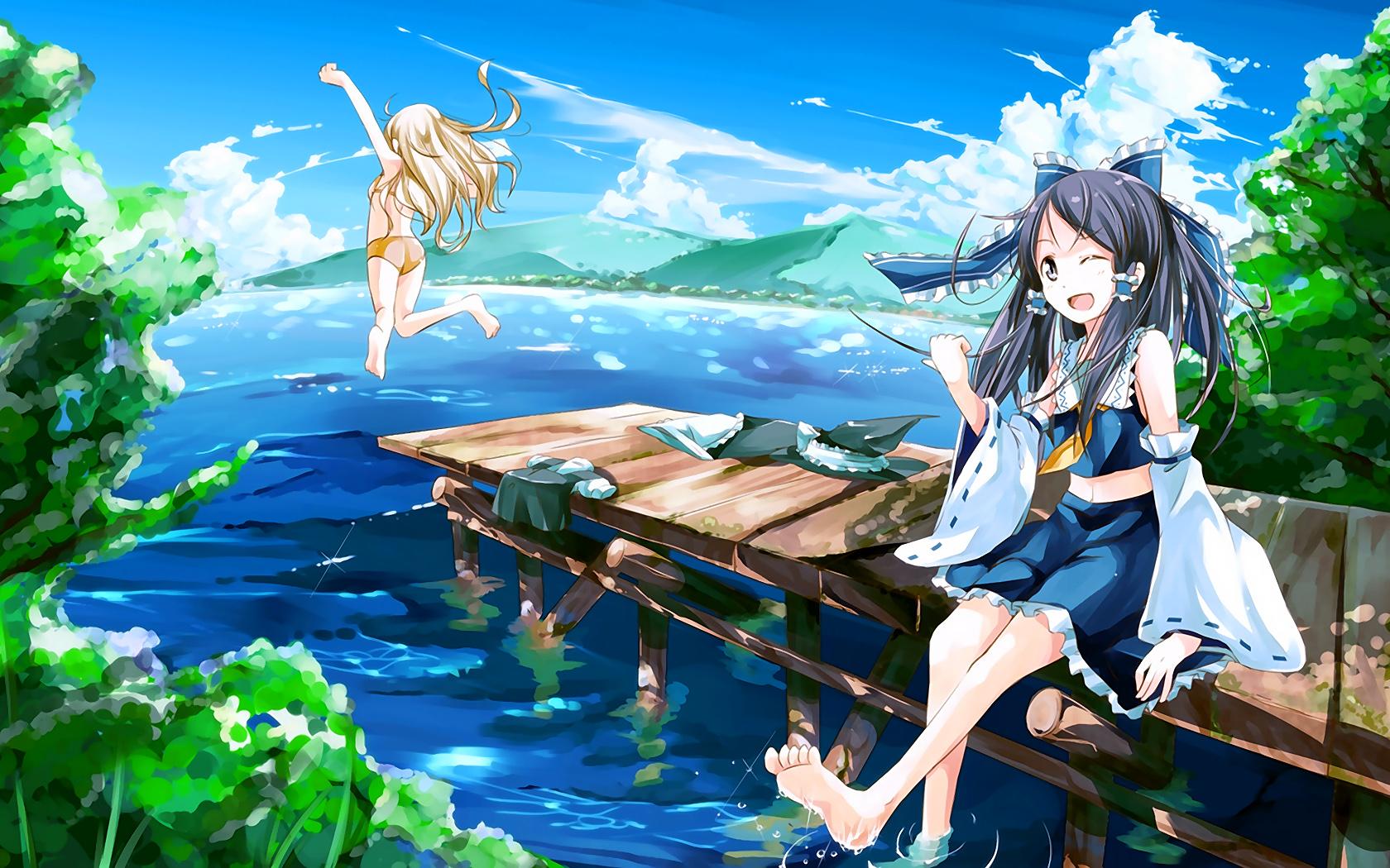 wallpaper for desktop, laptop | an28-sea-anime-art-illust-fun-summer -vacation-flare