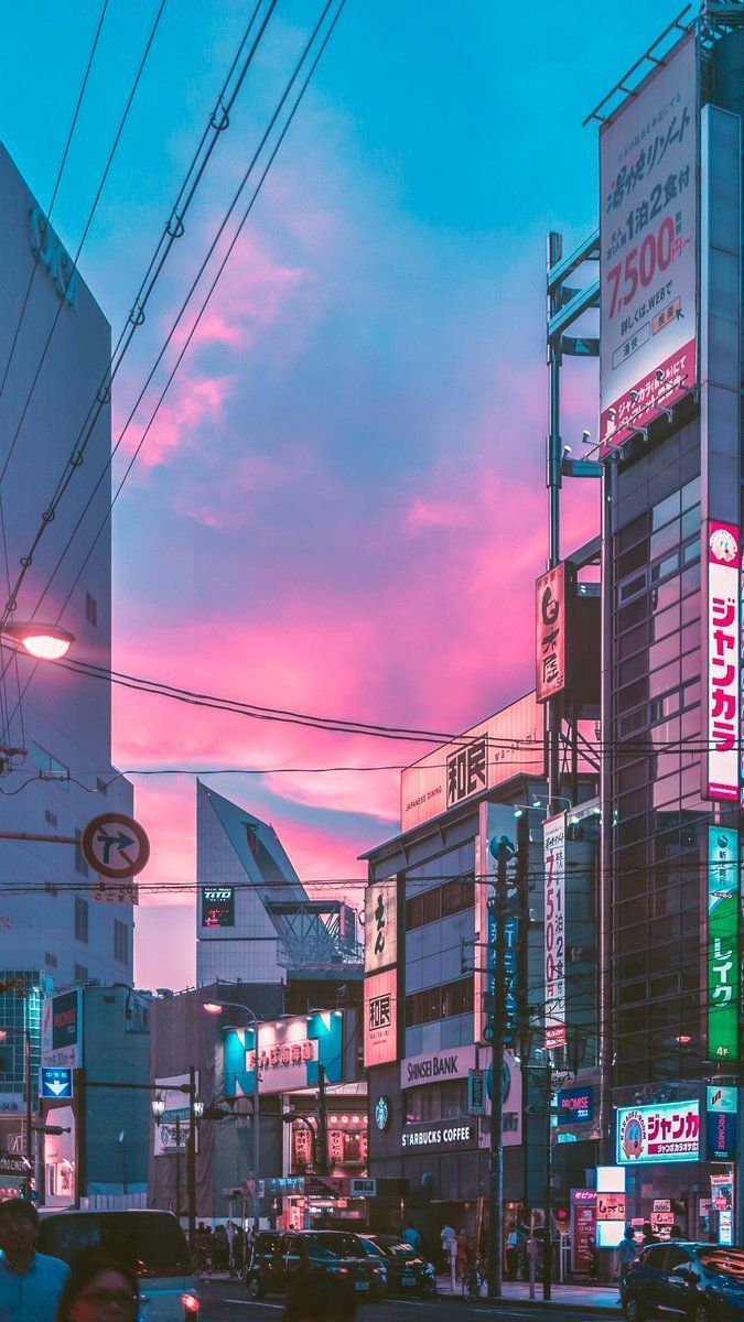 Osaka Hues. #aestheticwallpaper. Vaporwave wallpaper, Anime scenery, Scenery wallpaper