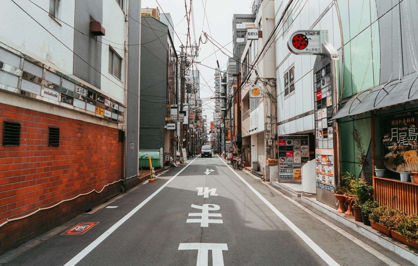 Wallpaper road, the city, the way, street, building, home, Japan, Japan, Osaka, Osaka image for desktop, section город