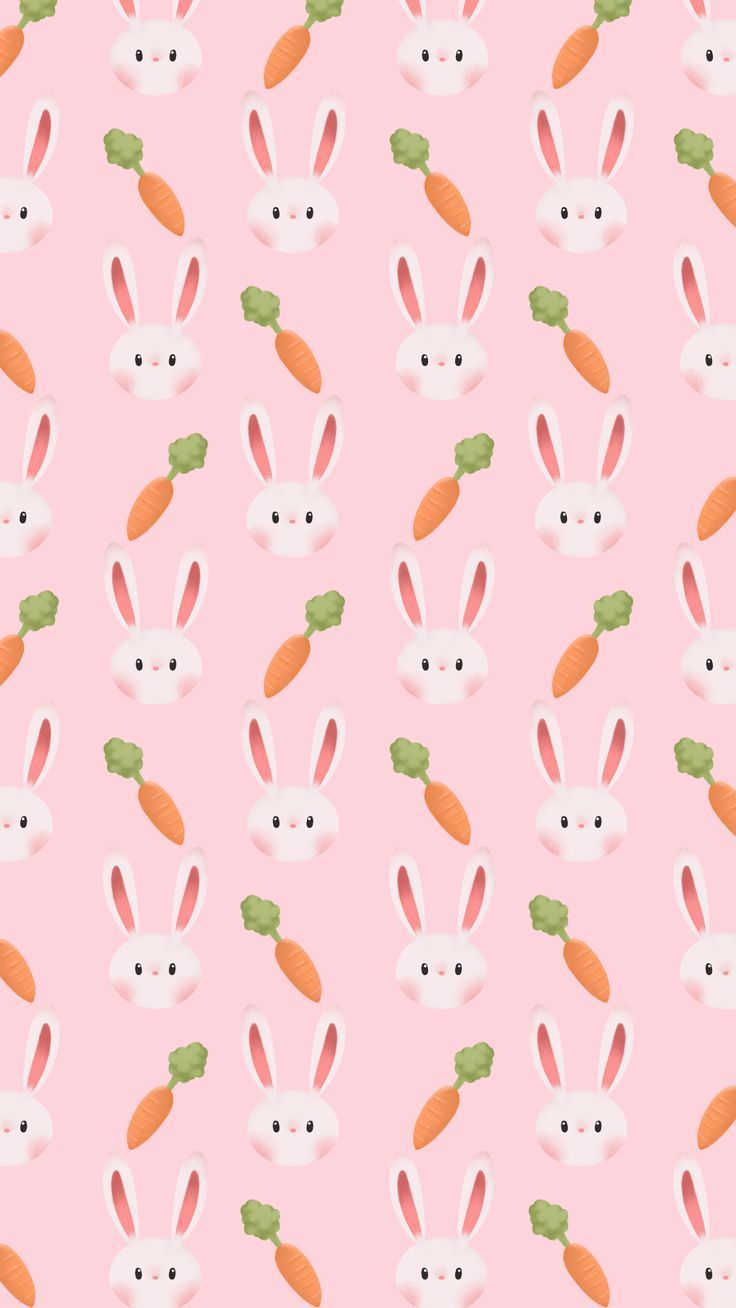 Cute Easter Wallpaper For IPhone With Eggs, Bunnies And Carrots. Rabbit wallpaper, Bunny wallpaper, Easter wallpaper