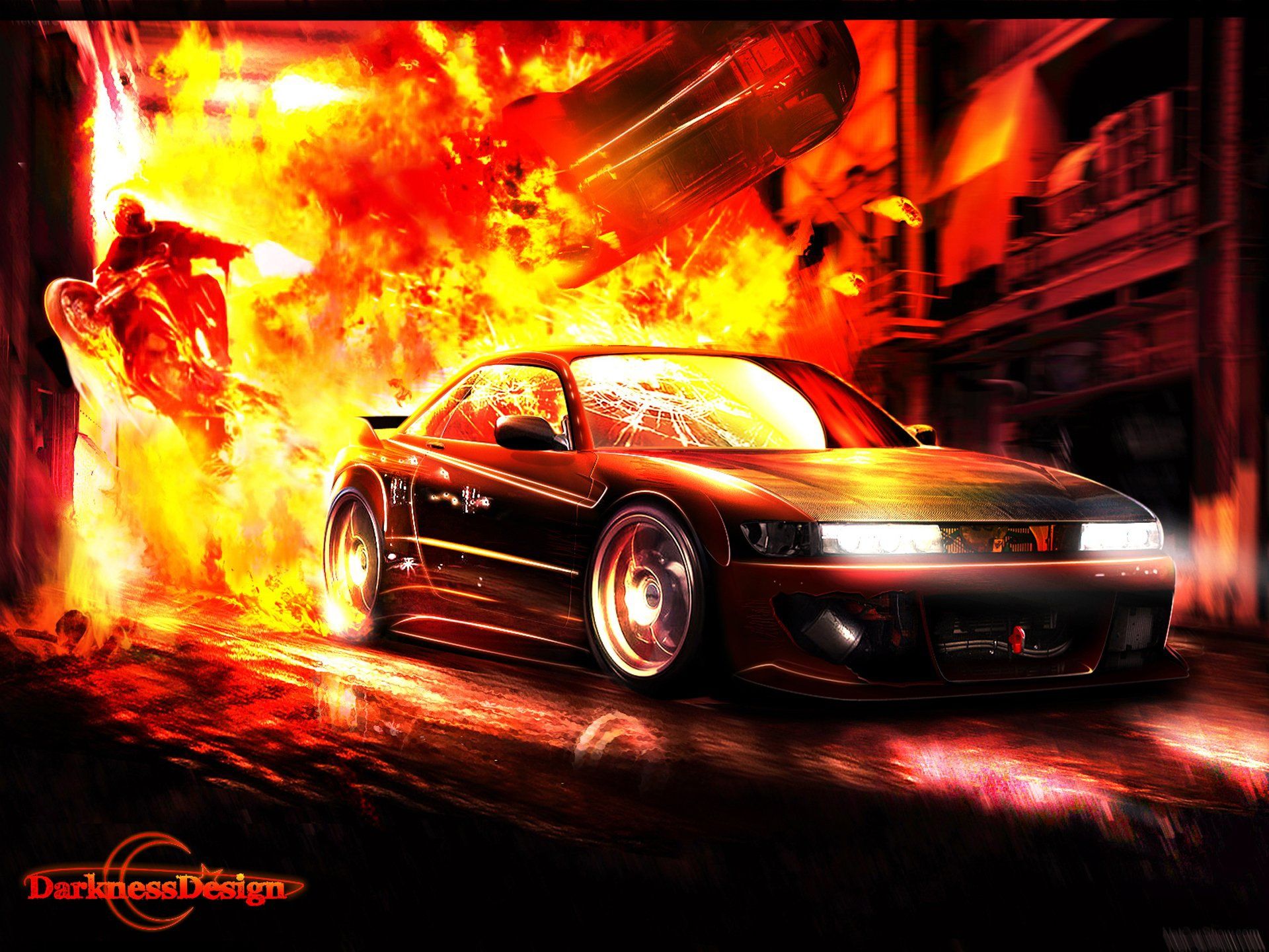 Race Car Wallpaper Cool Fire Background