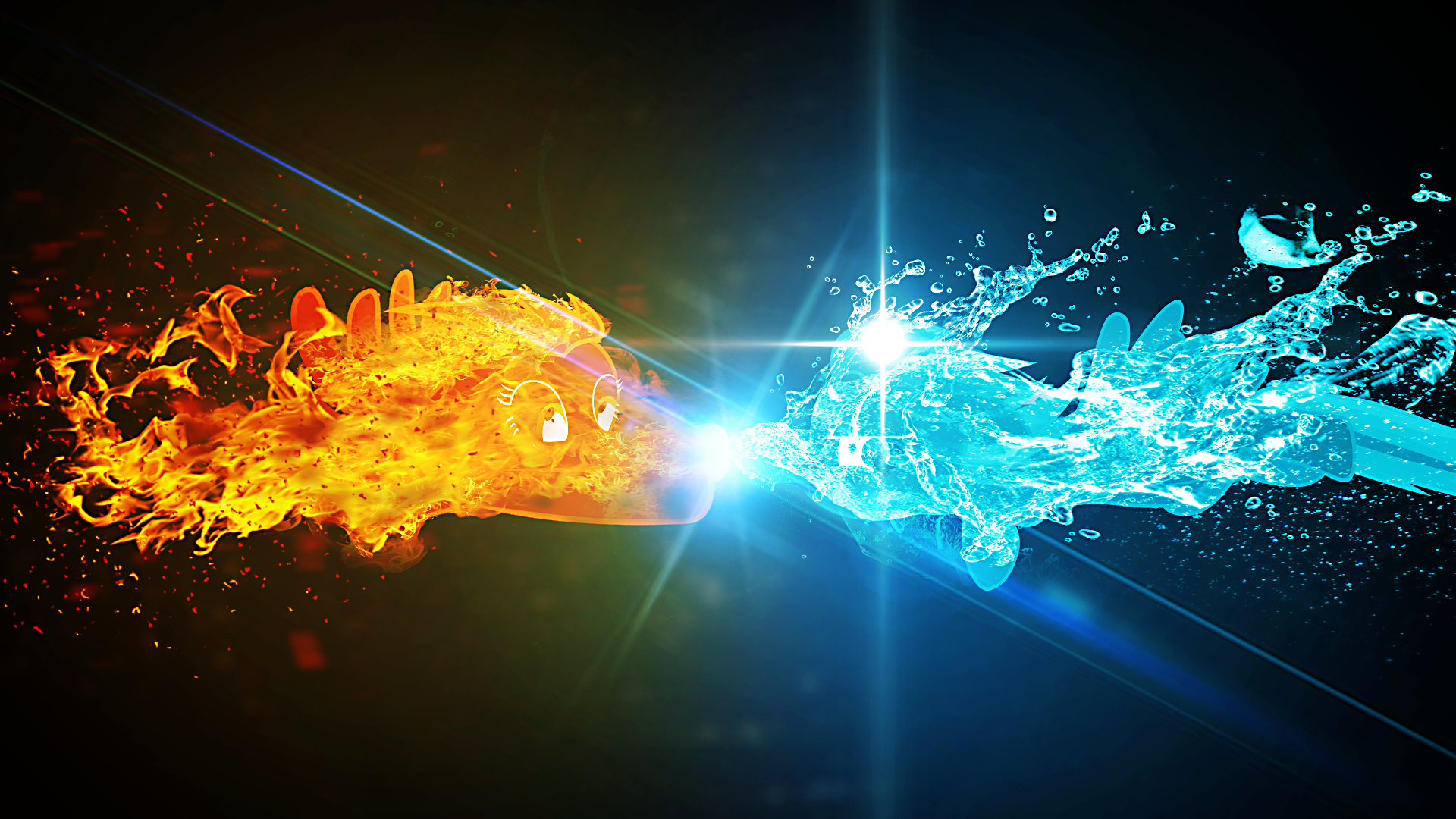 Cool Fire and Water Wallpaper