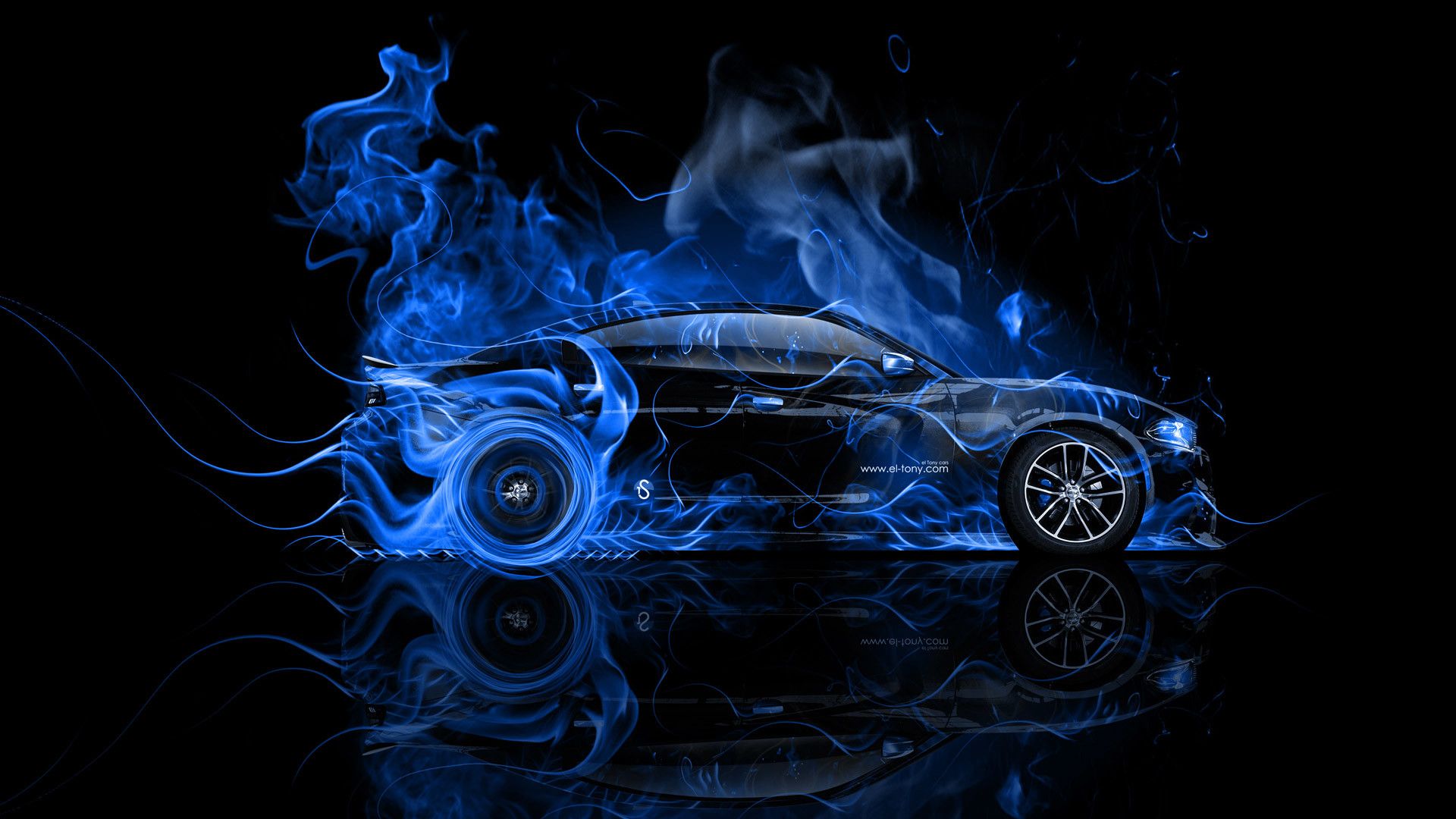 Blue Fire Car Wallpaper