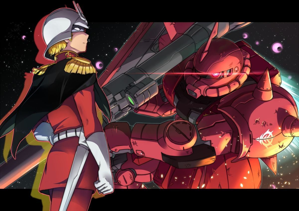 Char Aznable & Char's Zaku 2 (Origin Type). Gundam, Gundam wallpaper, Gundam art