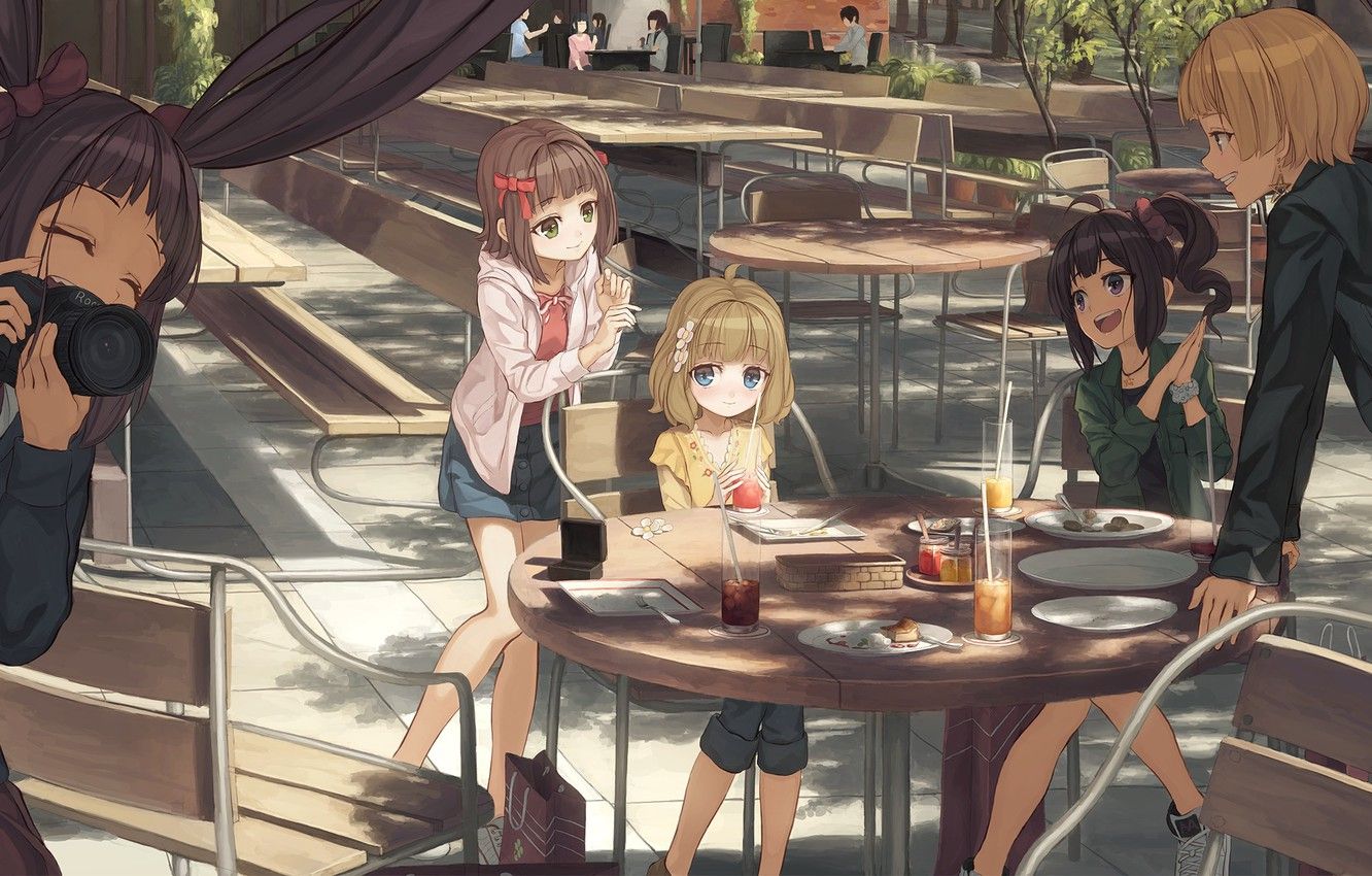 Wallpaper girls, anime, art, cafe, idolmaster image for desktop, section сёнэн