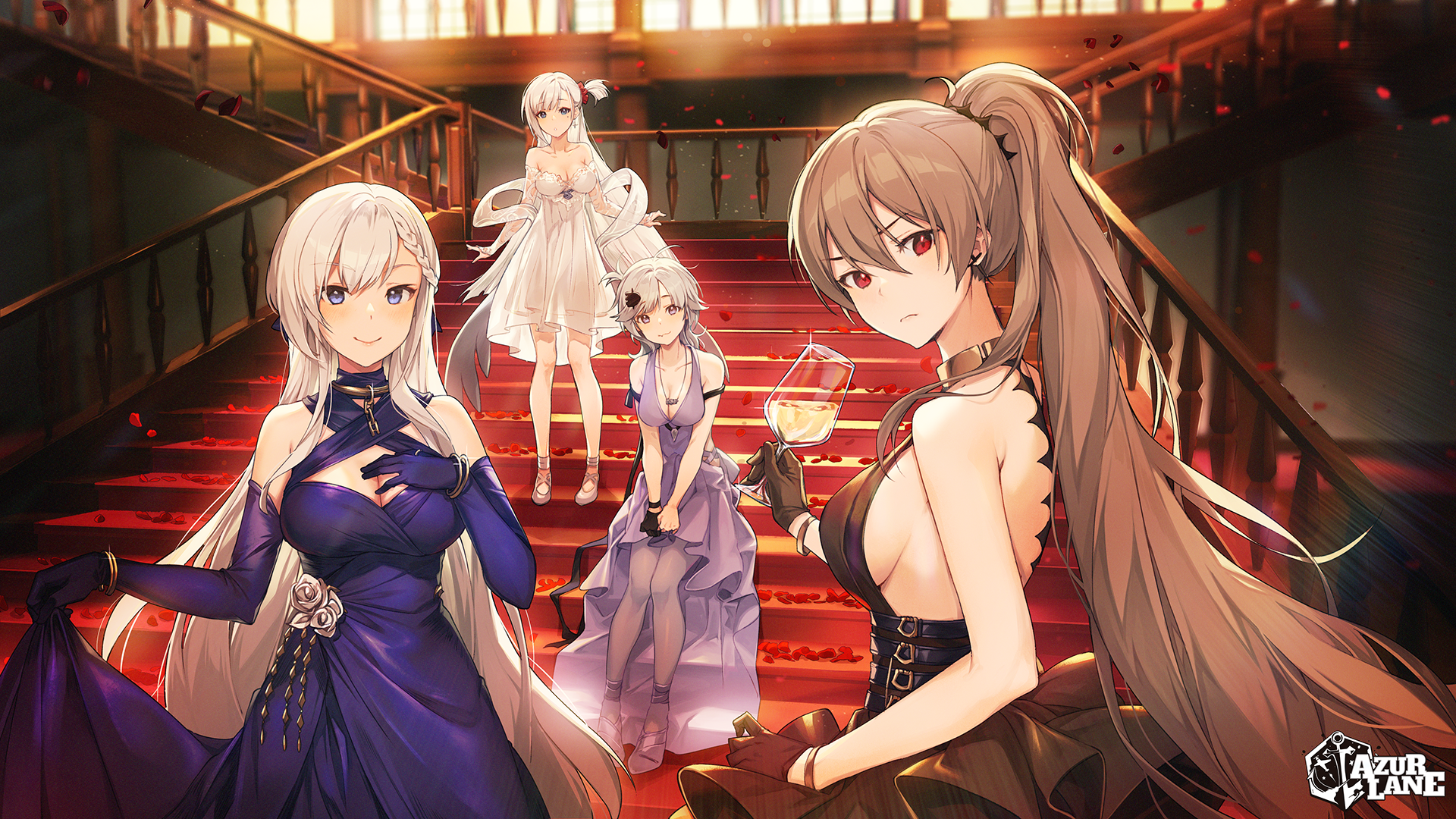 Azur Lane Belfast Azur Lane Jean Bart Azur Lane Seattle Azur Lane Shoukaku Azur Lane Dress Ponytail Wallpaper:1920x1080