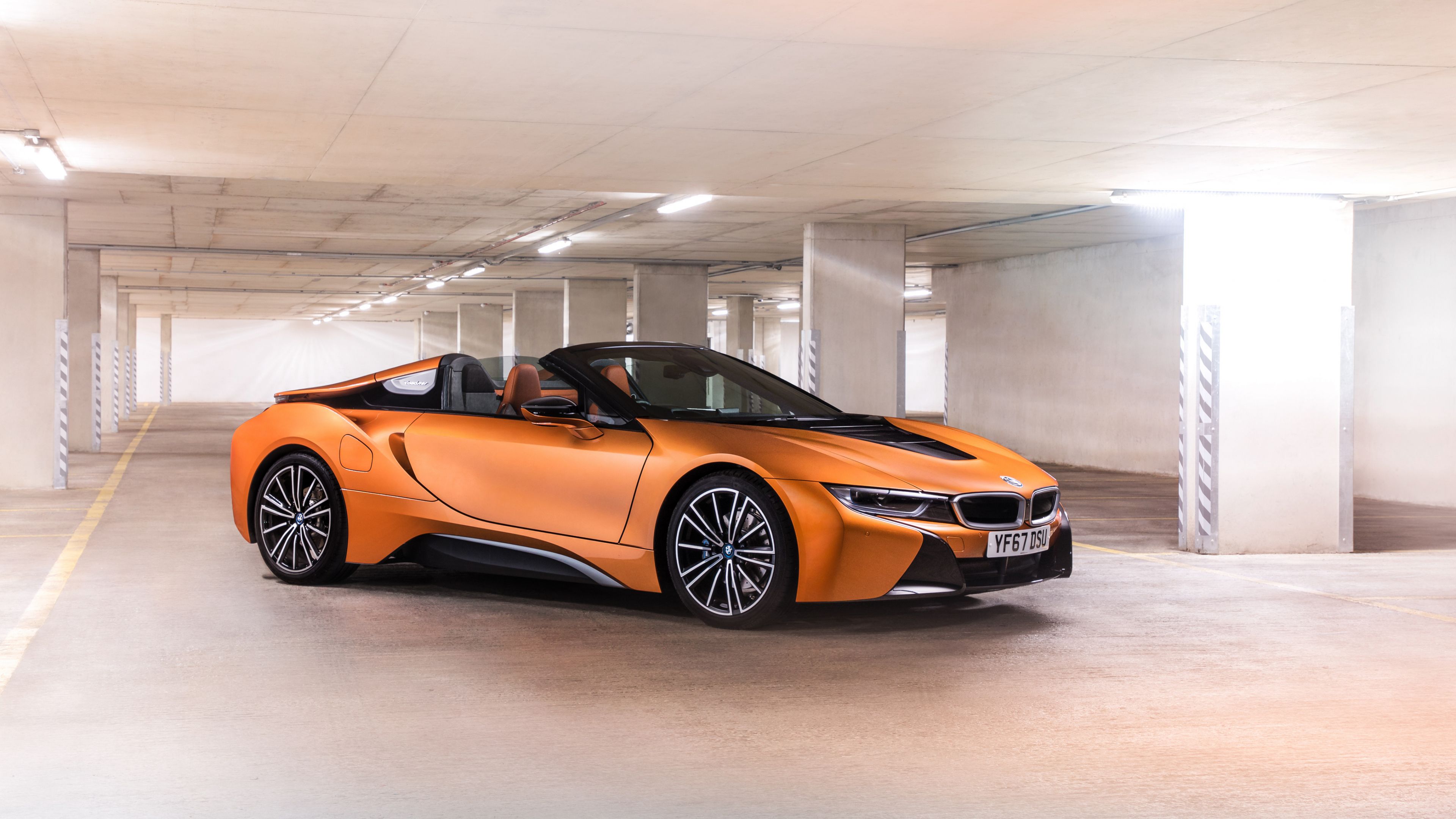 Download 3840x2160 wallpaper orange, sports car, bmw i8, 4k, uhd 16:9, widescreen, 3840x2160 HD image, background, 15953
