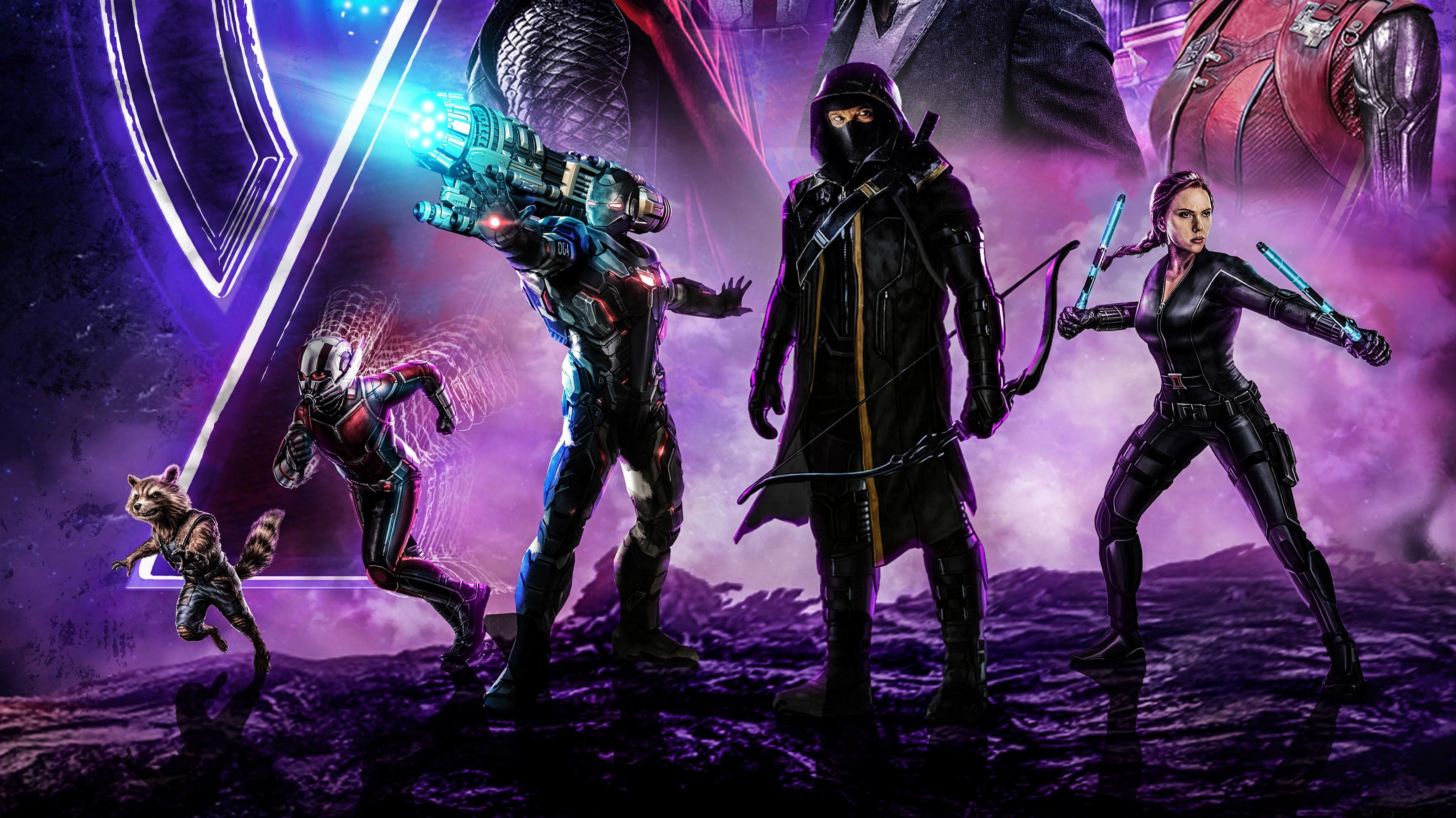 Avengers: Endgame, Ronin, War Machine, Black Widow, Ant Man, Rocket Raccoon, 4K, Wallpaper