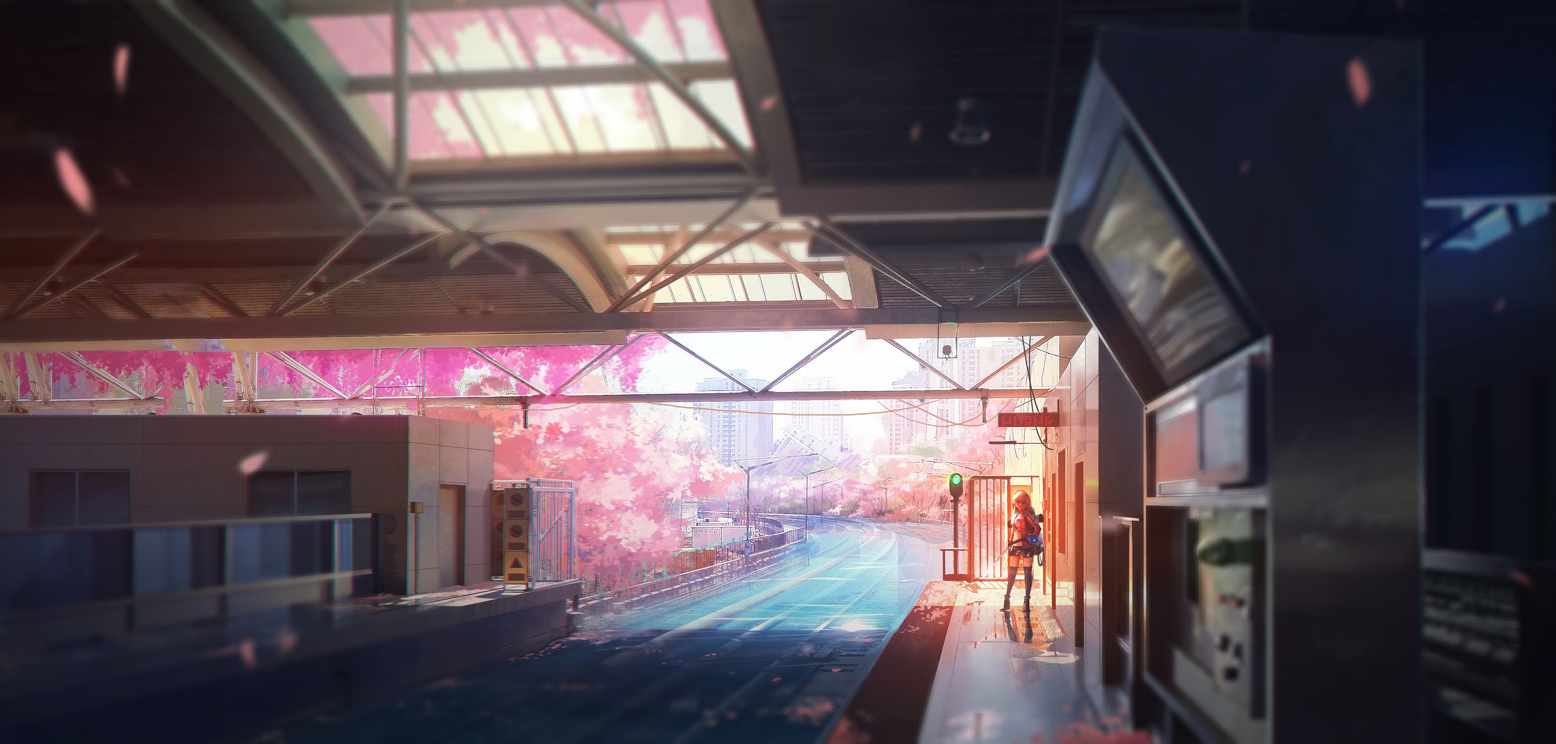 Bus Station Anime Backround