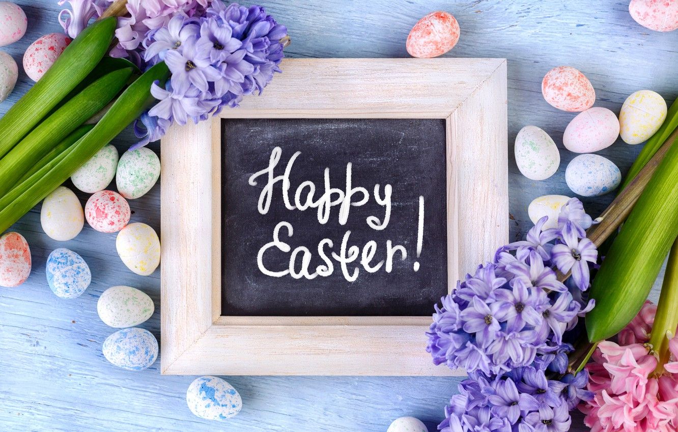 Wallpaper spring, Easter, happy, Easter, hyacinths, Eggs, Hyacinths image for desktop, section праздники