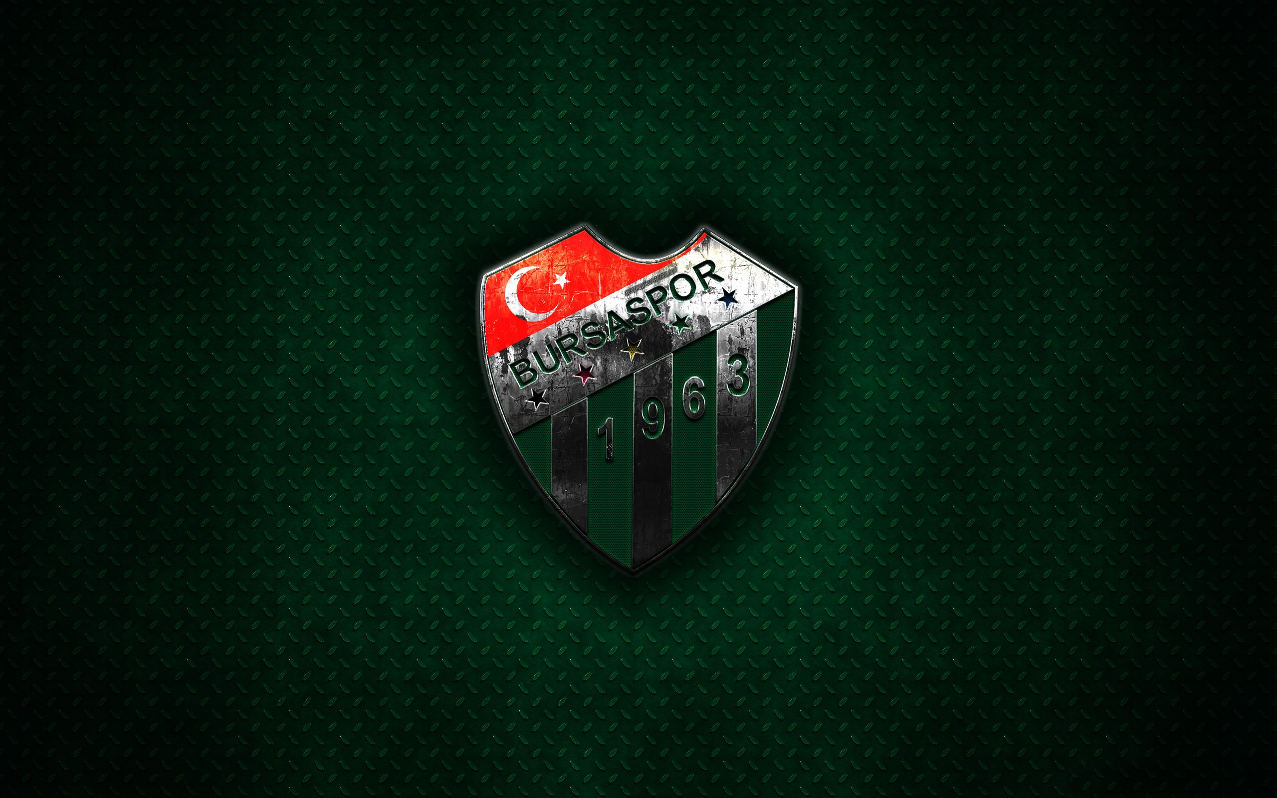 Download wallpaper Bursaspor, 4k, metal logo, creative art, Turkish football club, emblem, green metal background, Bursa, Turkey, football, Bursaspor FC for desktop with resolution 2560x1600. High Quality HD picture wallpaper